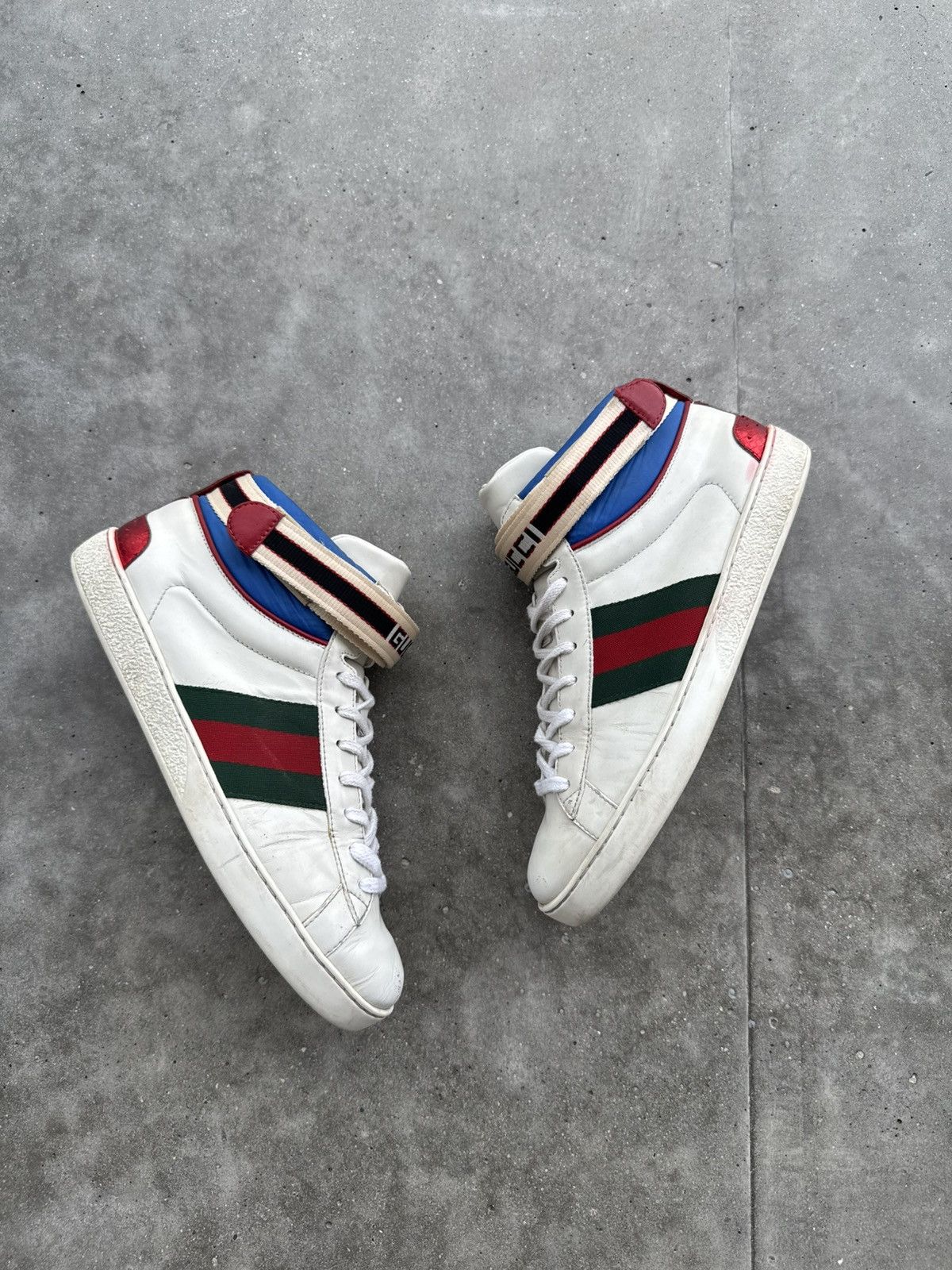 Gucci STEAL Gucci Ace High Strap GG hi-top sneakers designer Size US 7 / EU 40 - 1 Thumbnail