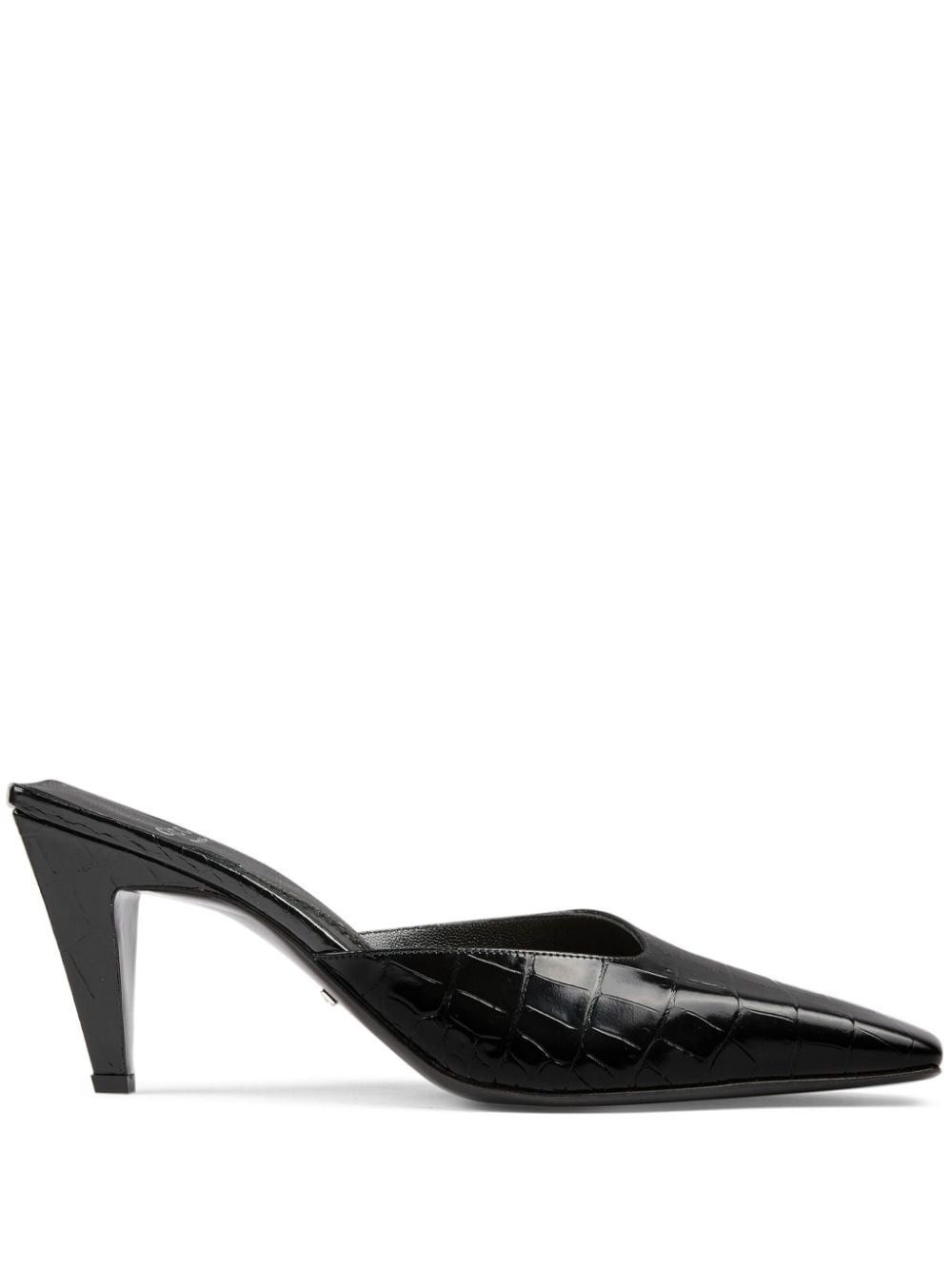 o1s1wg110125 Crocodile Printed Mules Sandals in Black