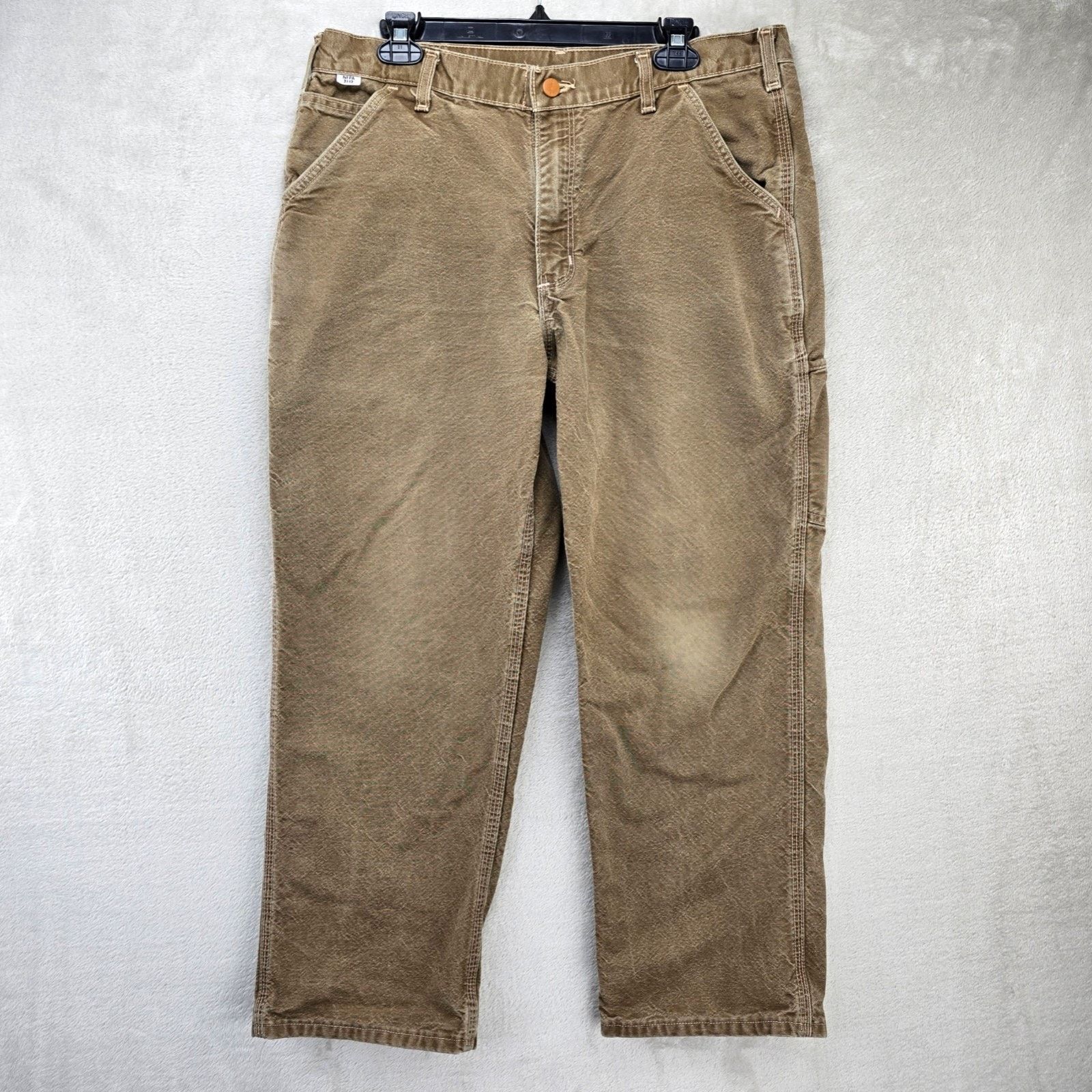 Carhartt Carhartt FR Washed Duck Dungaree Pants 35x27 Brown Carpenter Size US 35 - 1 Thumbnail