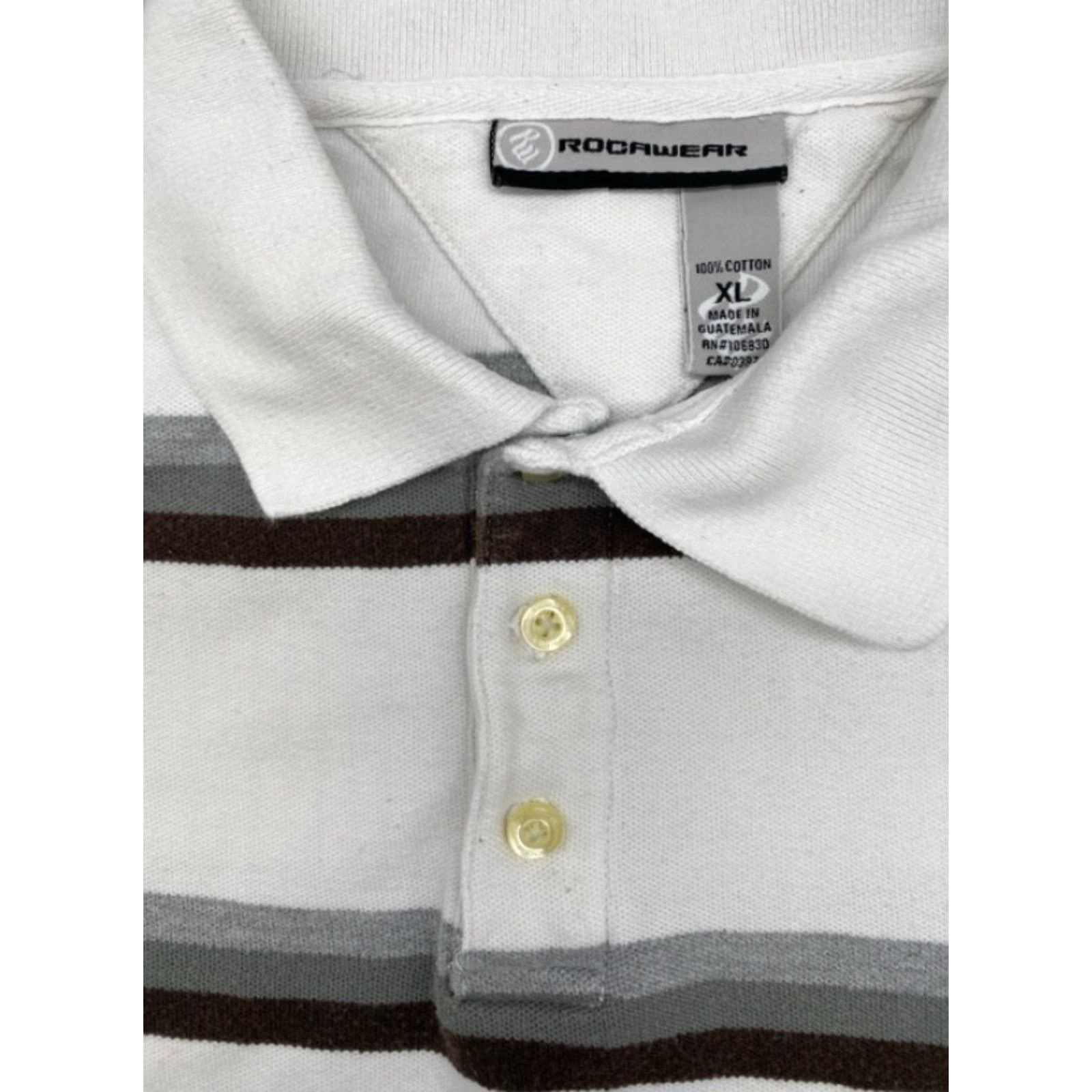 Rocawear Rocawear Polo Shirt Men's XL Short Sleeve White Striped 100% Cotton Polo Shirt XL Rocawear Men Size US XL / EU 56 / 4 - 2 Thumbnail