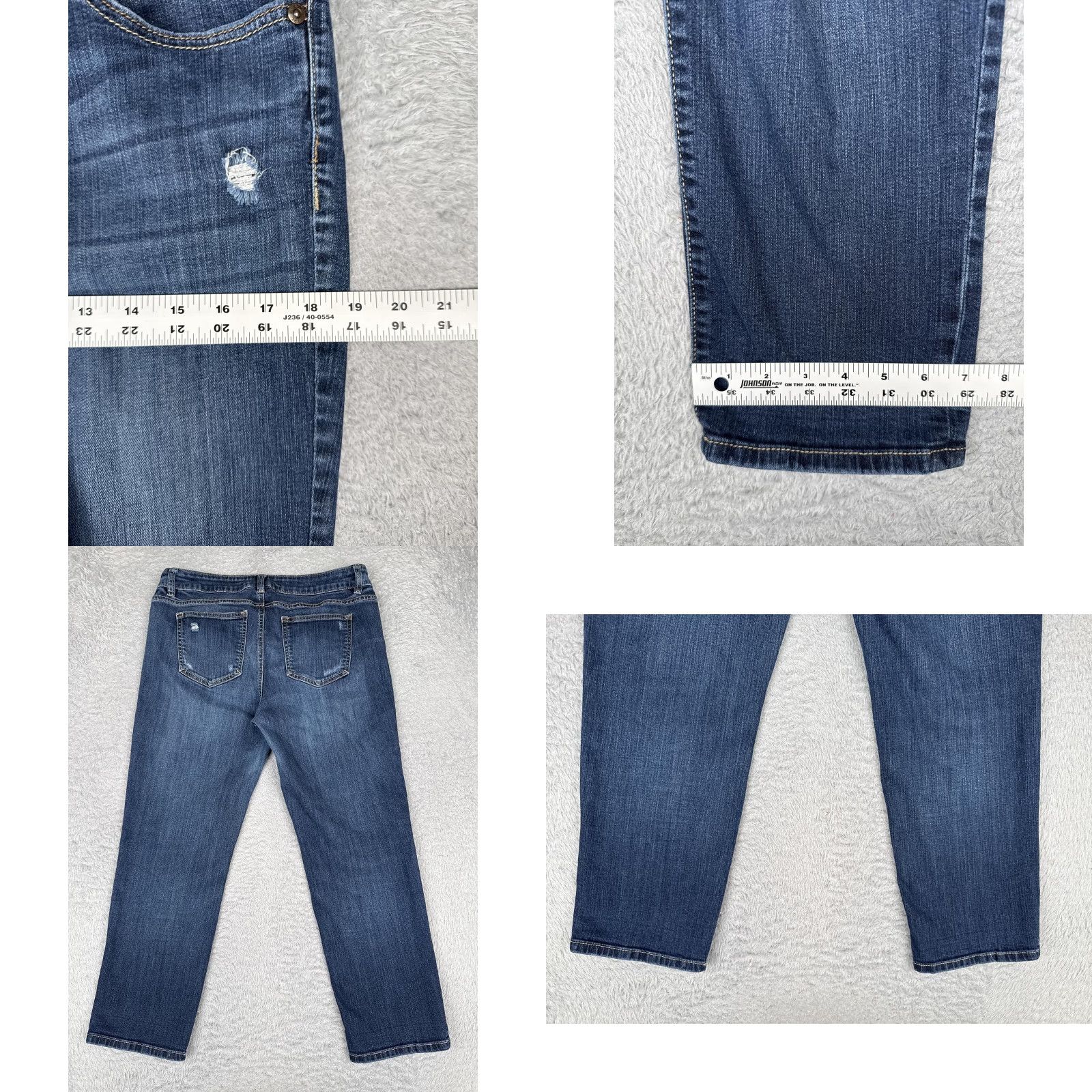 Apt. 9 Apt. 9 Crop Jeans Womens 10 Blue Medium Wash Mid Rise Stretch Distressed 31x26 Size 32" / US 10 / IT 46 - 9 Thumbnail