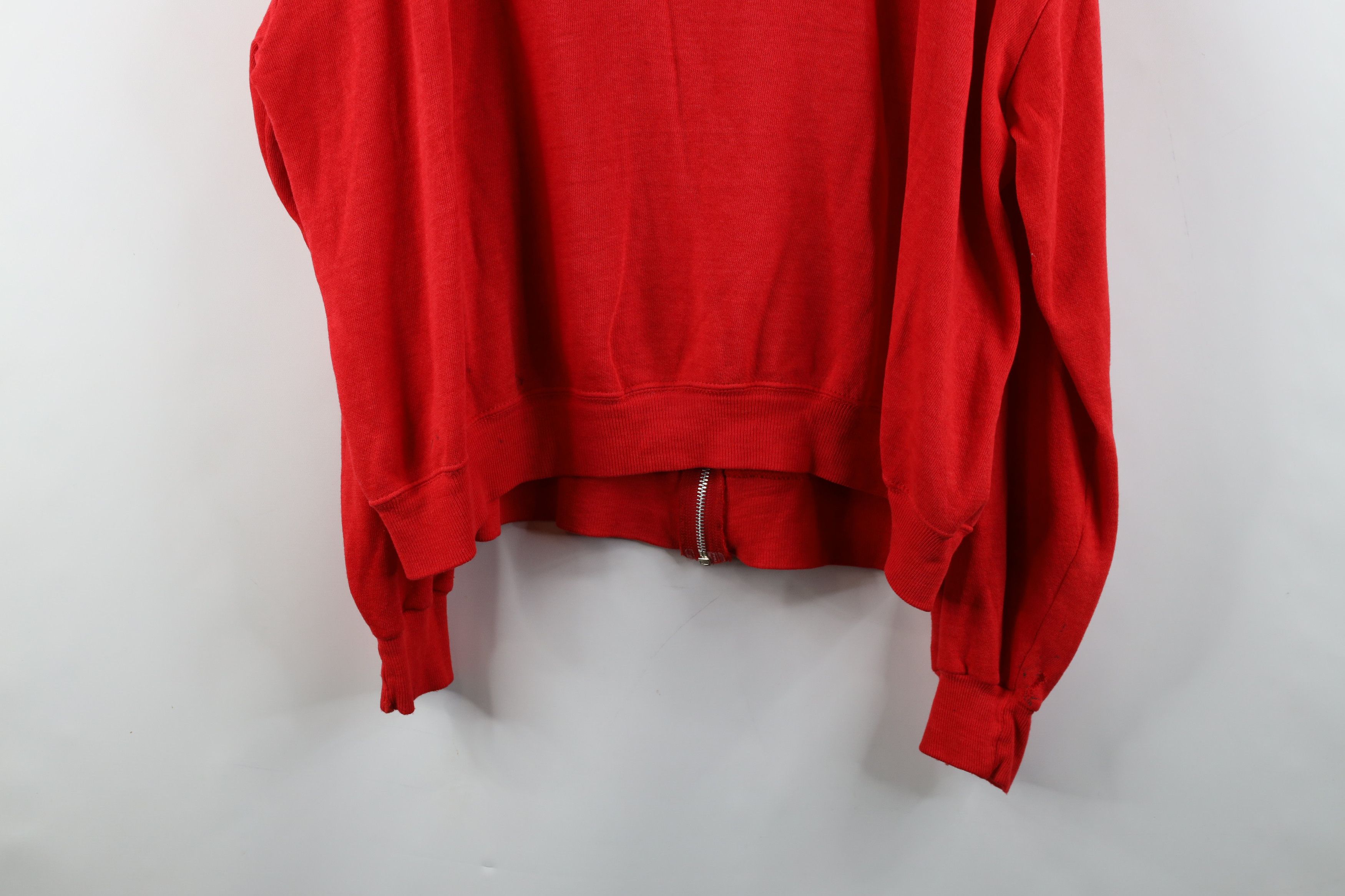 Vintage Vintage 70s Streetwear Blank Thin Full Zip Hoodie Red USA Size US XL / EU 56 / 4 - 16 Thumbnail
