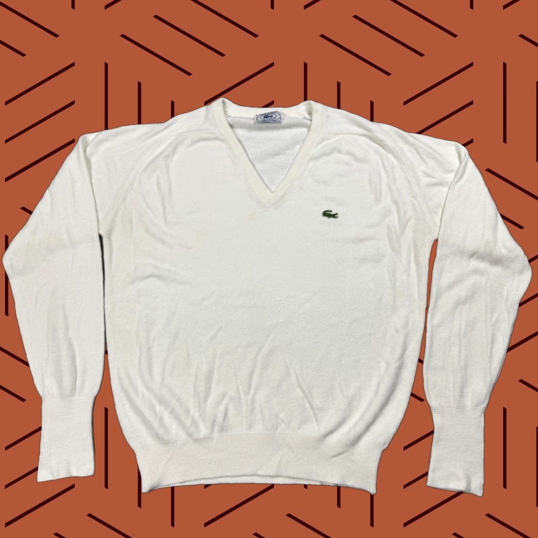 Izod VINTAGE 70s Izod Lacoste White Crocodile Embroidered Logo Sweater Men's Large Knit Pullover Casual Classic Size US L / EU 52-54 / 3 - 1 Thumbnail