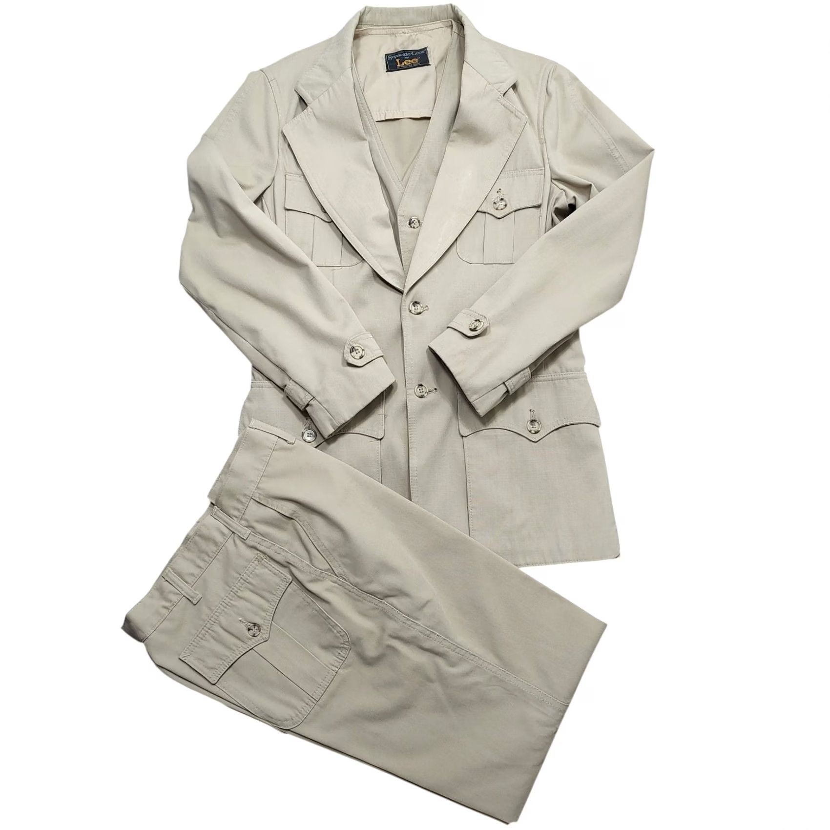 Lee VINTAGE 1970s Lee Lee 3PC Separate Tan Cotton Blend Suit Jacket/Pants Size 38 Chest 30 Waist Regular Inseam 29 Mens Size 36R - 2 Thumbnail