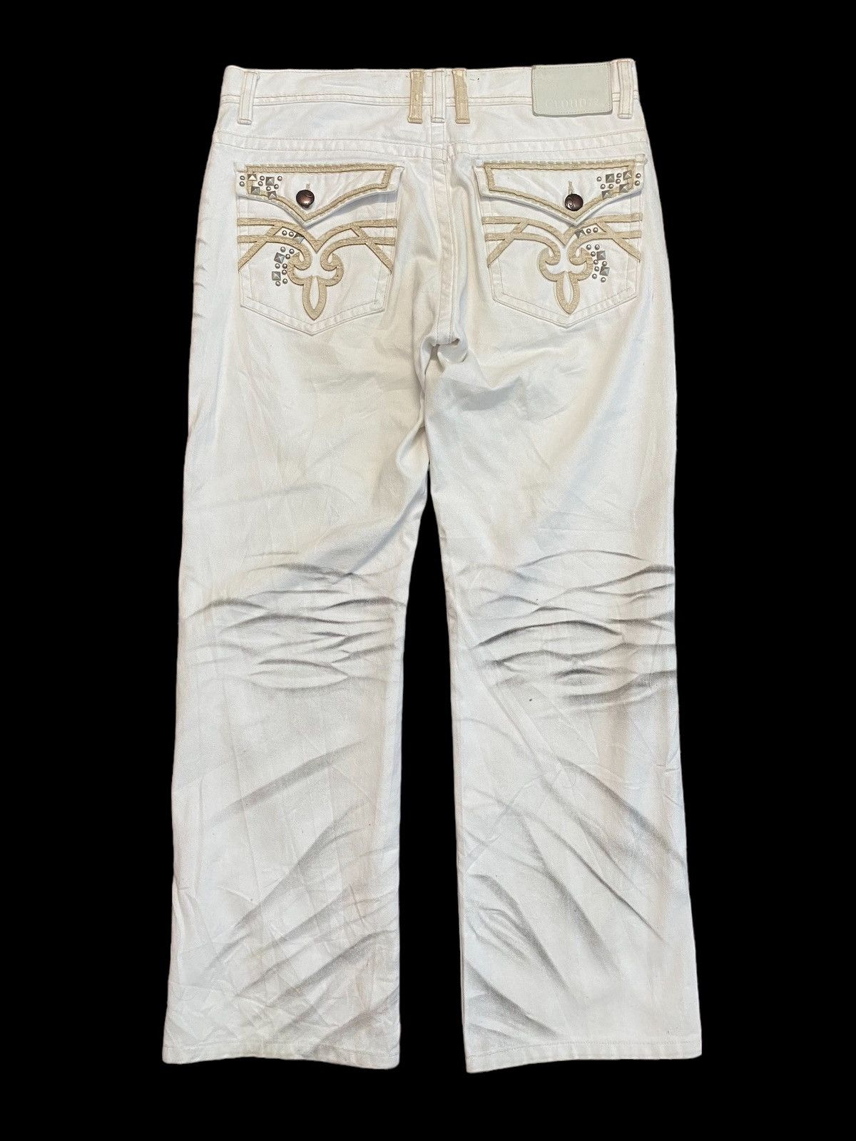 If Six Was Nine Cloud72 Clawmark White Denim Rusty Affliction Skulls Jeans Size US 34 / EU 50 - 2 Thumbnail