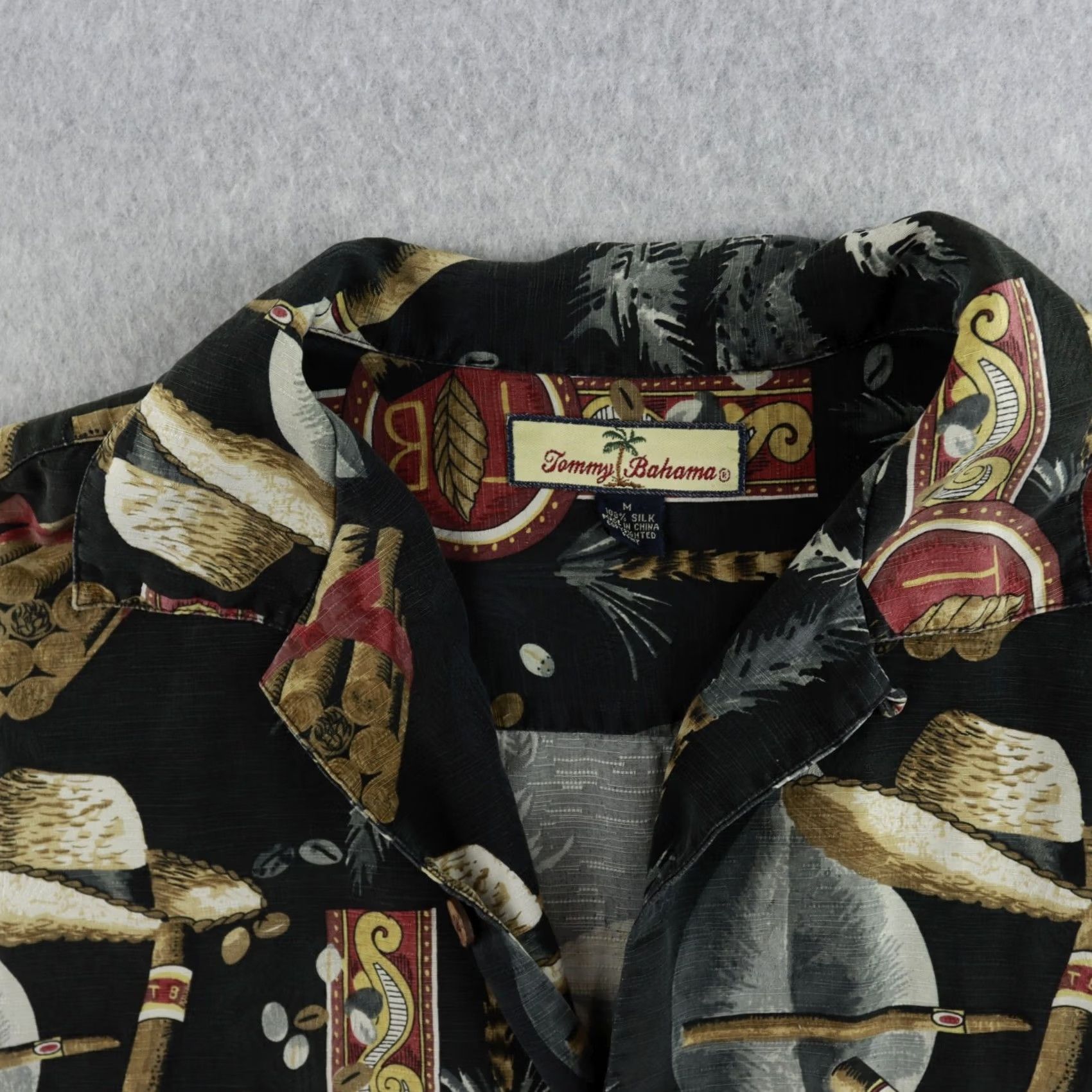 Tommy Bahama Tommy Bahama Shirt Medium Black Silk Cigar Print Hawaiian Aloha Button-Up Short Sleeve Mens Size US M / EU 48-50 / 2 - 3 Thumbnail