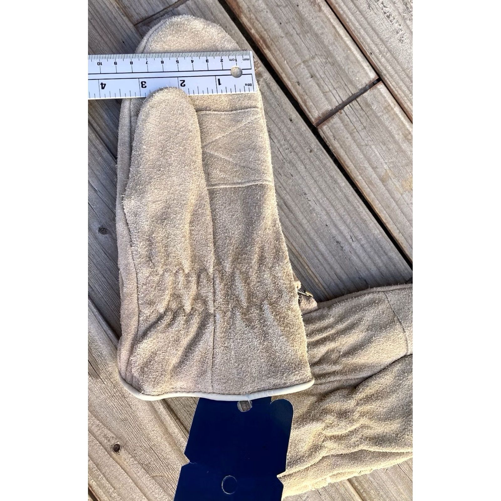 Vintage VINTAGE Suede Leather Trigger Mittens Ladies ML Beige Tan Ski Snowmobile Gloves Size ONE SIZE - 7 Thumbnail