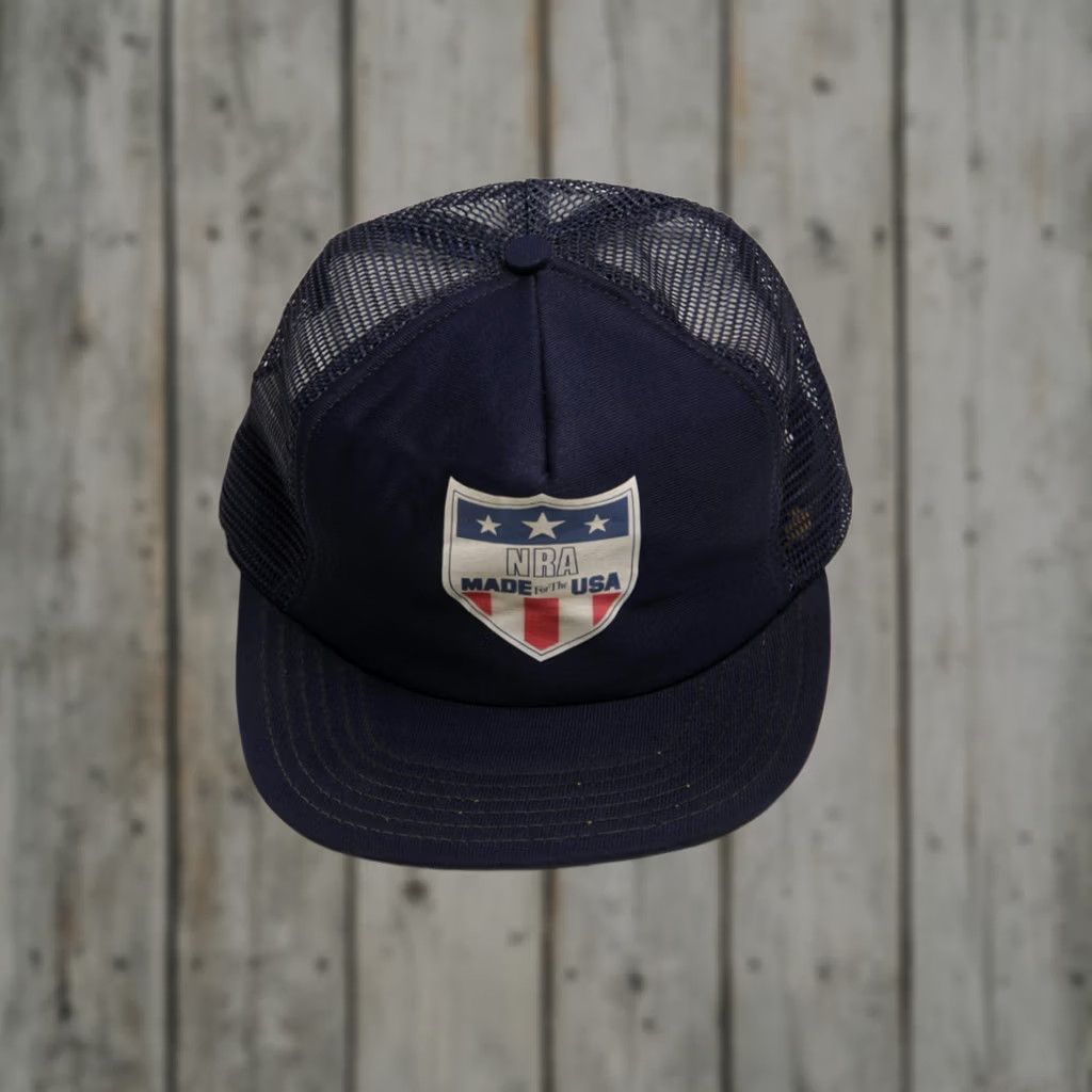 Vintage VINTAGE NRA Trucker Hat Navy Blue Size ONE SIZE - 1 Thumbnail