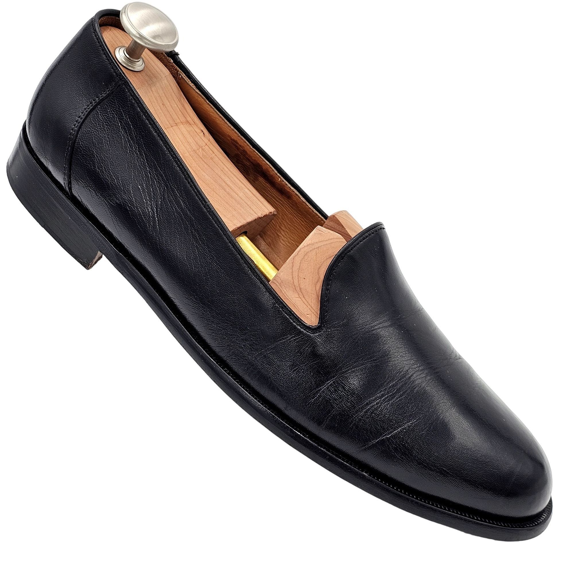 image of Vintage Bragano Cole Haan Italy Mens 13 Black Calfskin Leath Shoes in Black Brown