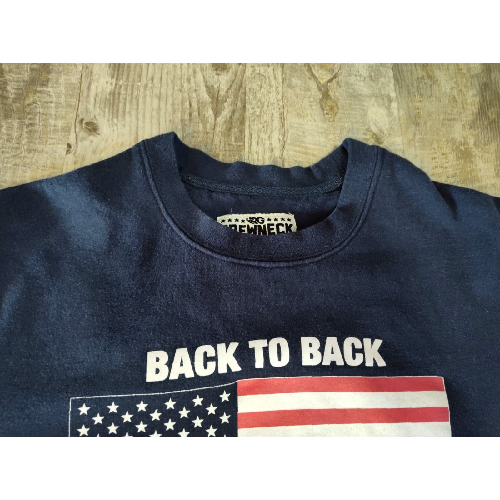 Vintage Rowdy Gentleman Sweatshirt Back To Back World War Champs USA L Blue Crew Neck Long Sleeve Graphic Print Pullover Mens Size Large Size US L / EU 52-54 / 3 - 7 Thumbnail