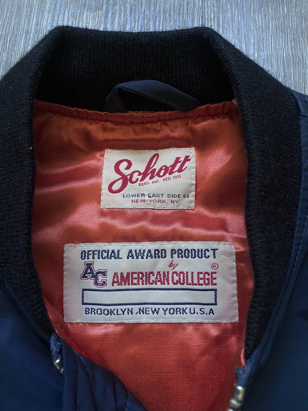 Schott Schott Bros. Inc. MA-1 American College Navy Bomber Jacket Size S / US 4 / IT 40 - 10 Thumbnail