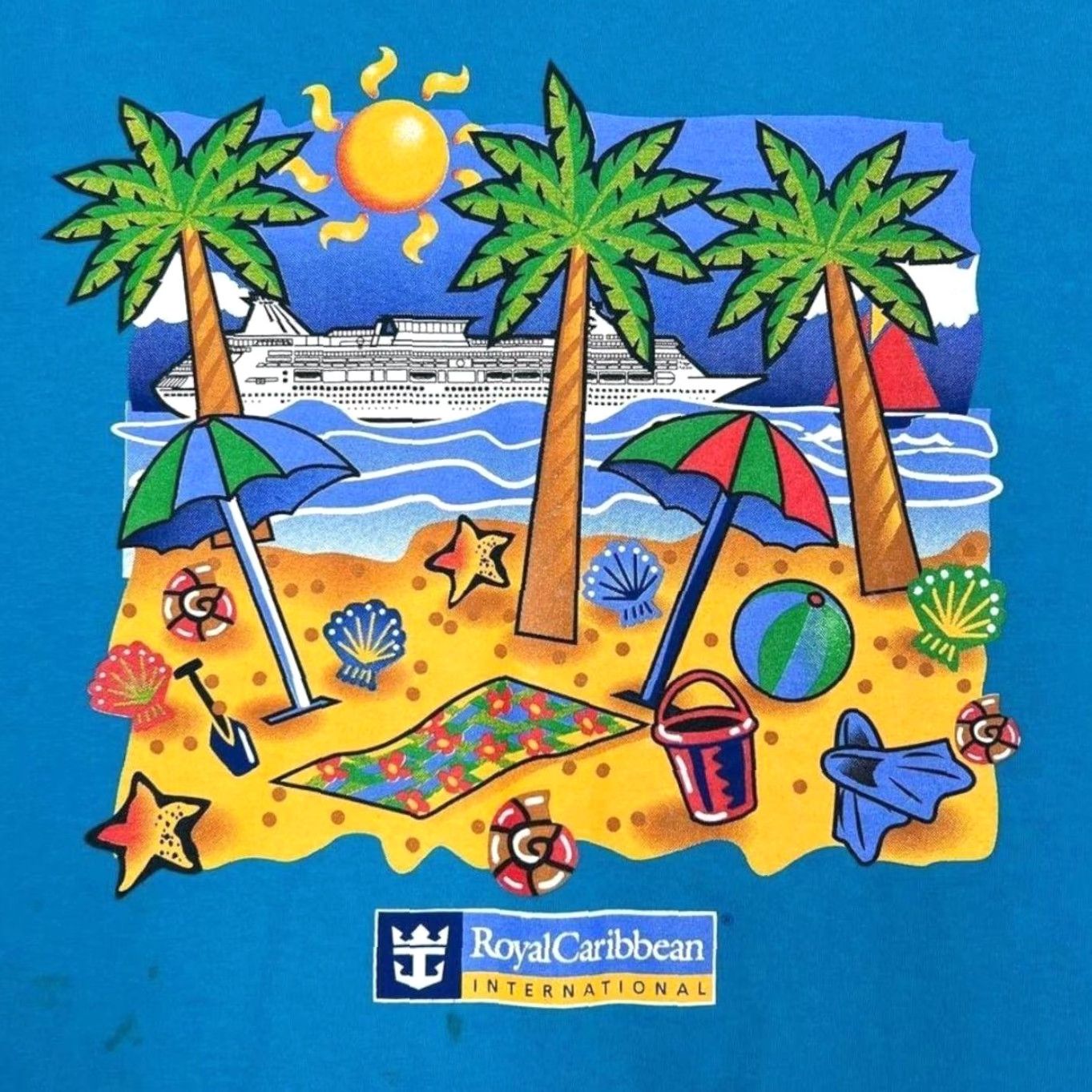 Vintage VINTAGE Royal Caribbean International Souvenir T-Shirt Short Sleeve XL Blue Logo Graphic Print Mens Shape: Regular, Single Stitch, 100% Cotton Size US L / EU 52-54 / 3 - 3 Thumbnail