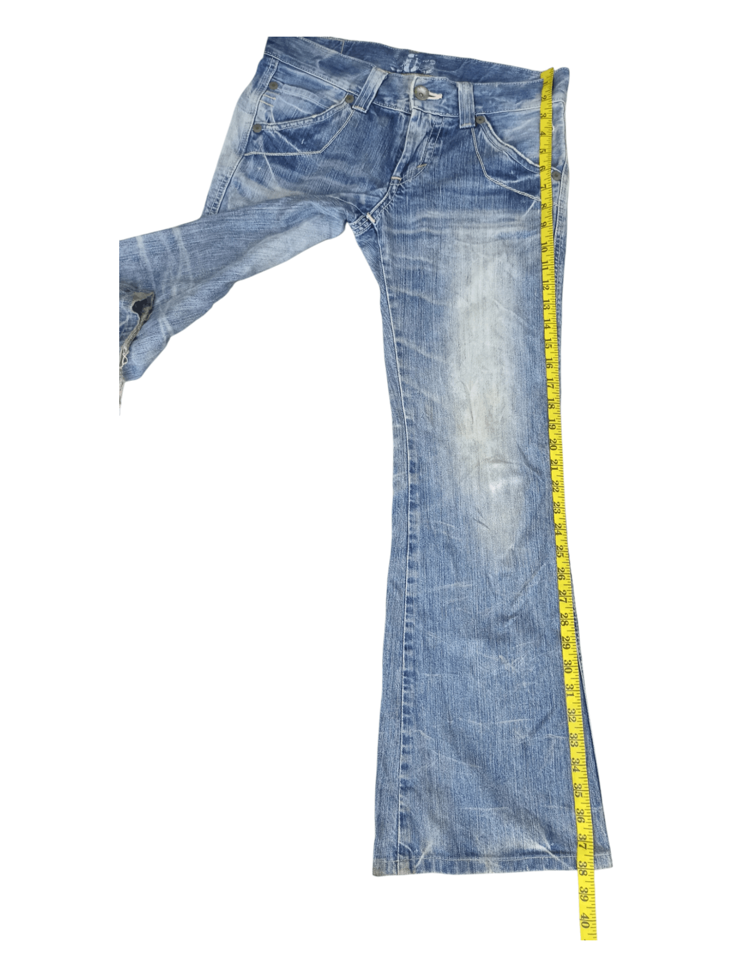 Edwin Edwin 503 Blue Trip Buckle Back Flare Jeans Size US 31 - 22 Thumbnail