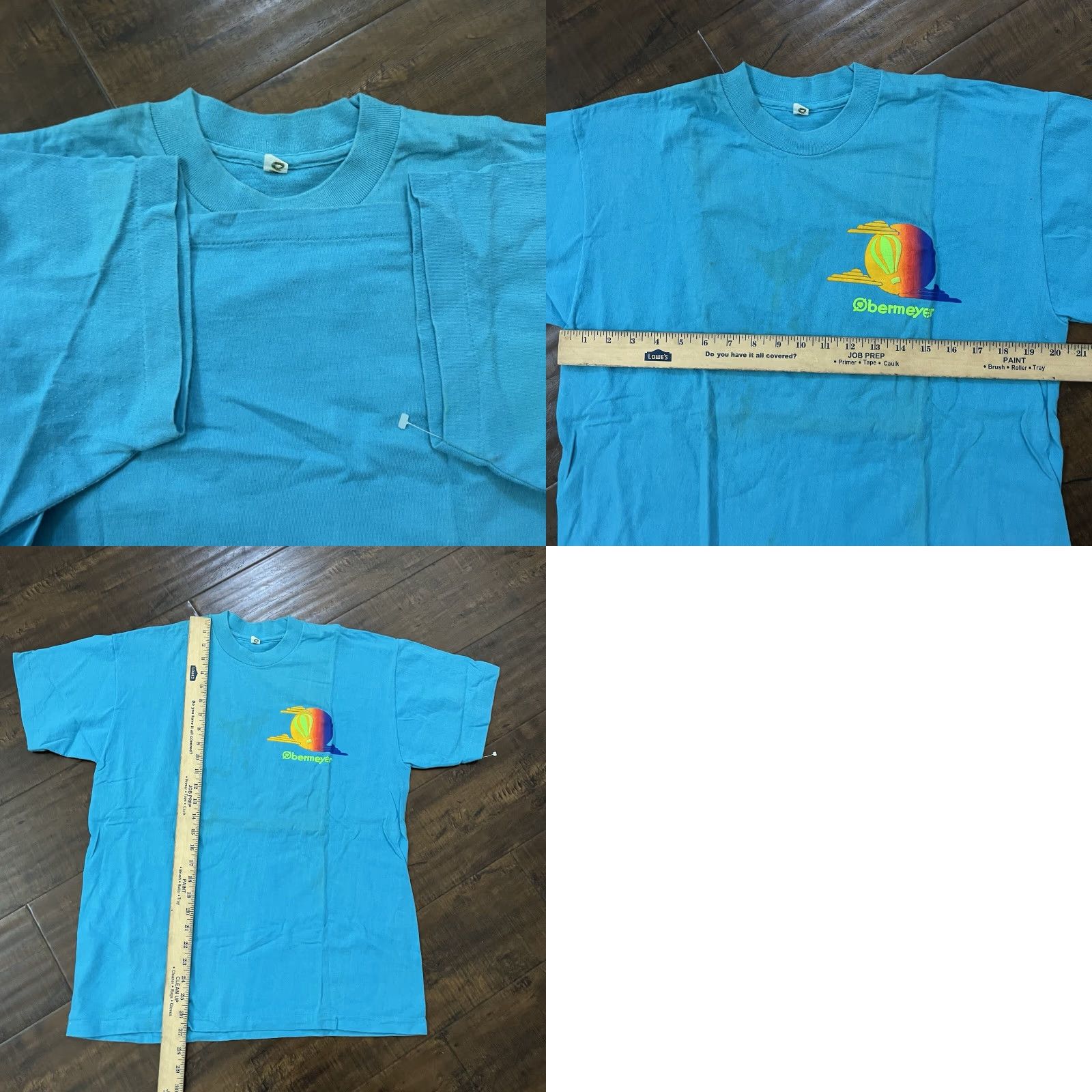 Obermeyer VINTAGE Obermeyer Hot Air Balloon Mens Blue Puffy Print T-Shirt L Ocean Travel Souvenir 80s Mens Shirt Size US L / EU 52-54 / 3 - 8 Thumbnail