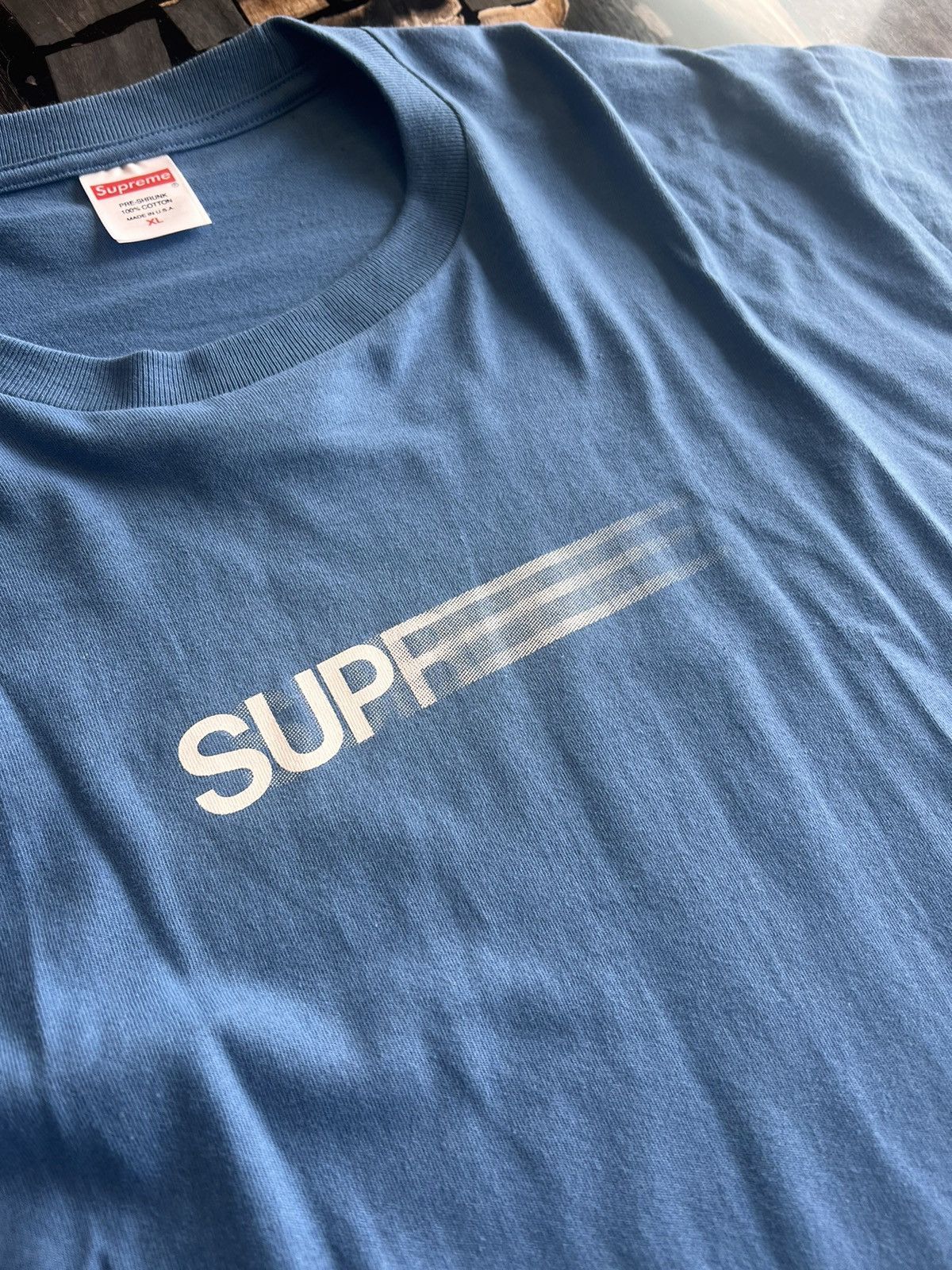 Supreme Supreme Motion Logo Tee Faded Blue XL | Grailed
