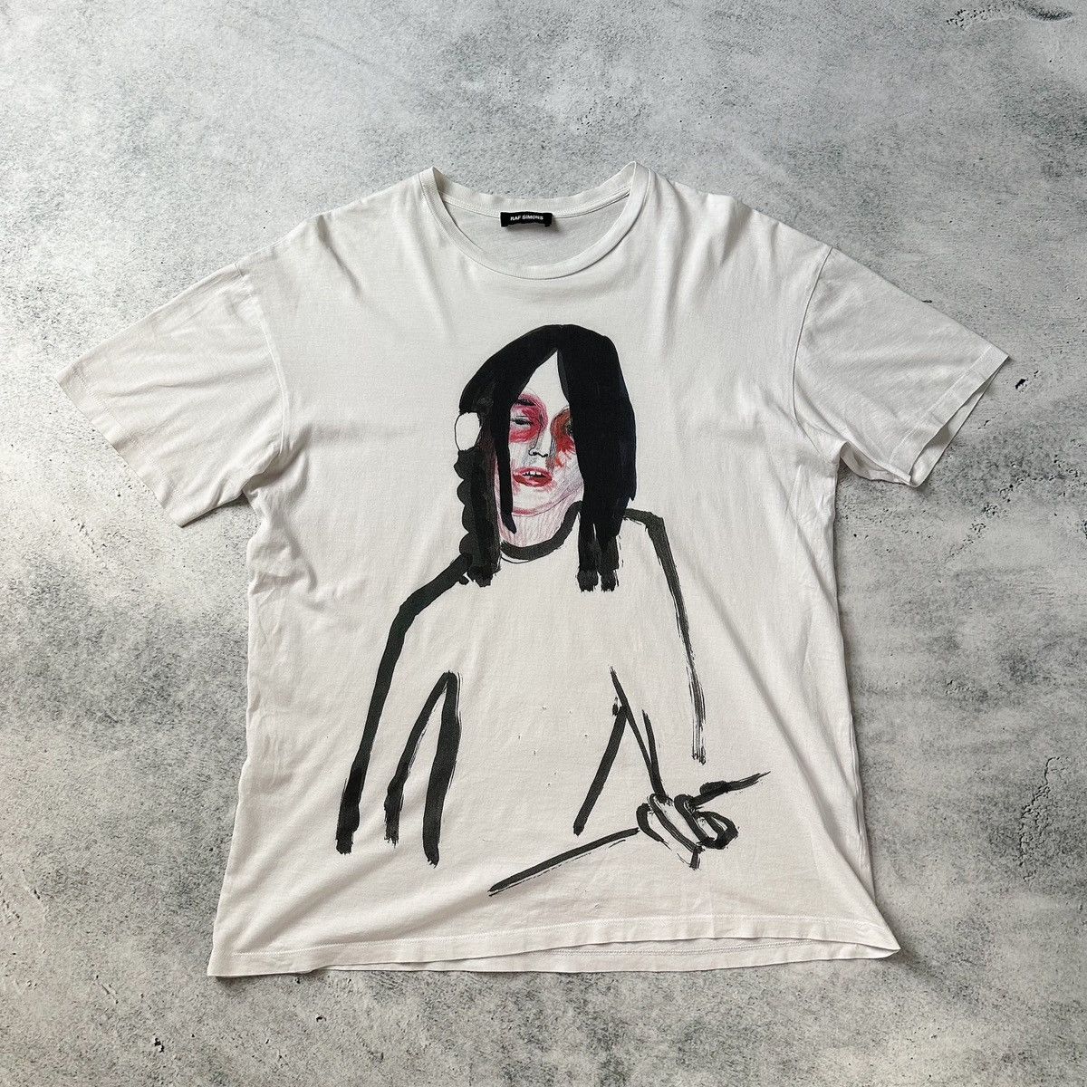 image of Raf Simons Aw15 Guitar Boy T-Shirt in White, Men's (Size Medium)