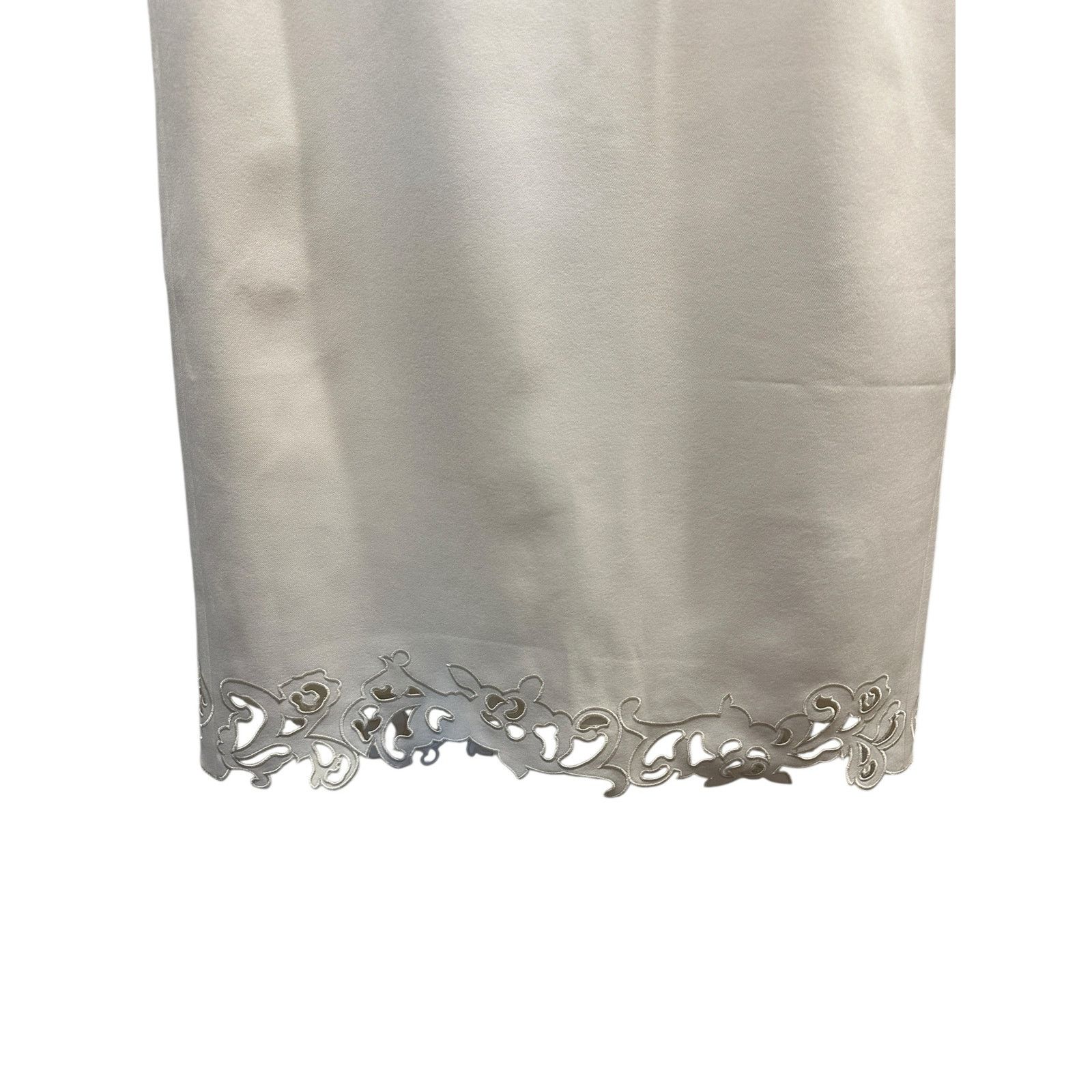 Other Commense Women's White Embroidered Hem Zip Solid Midi Skirt Size 26" / US 2 / IT 38 - 6 Thumbnail