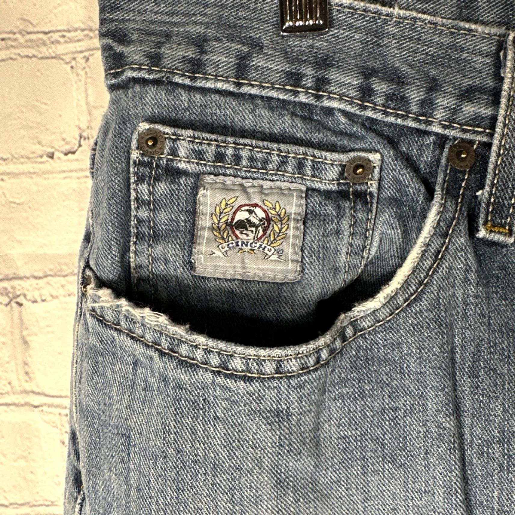 Vintage Cinch Men Slim Jeans 33x32 Mid Rise Silver Label Performance Stretch Denim Blue 34 in Waist Slimming Mens Straight Jeans Size US 33 - 4 Thumbnail