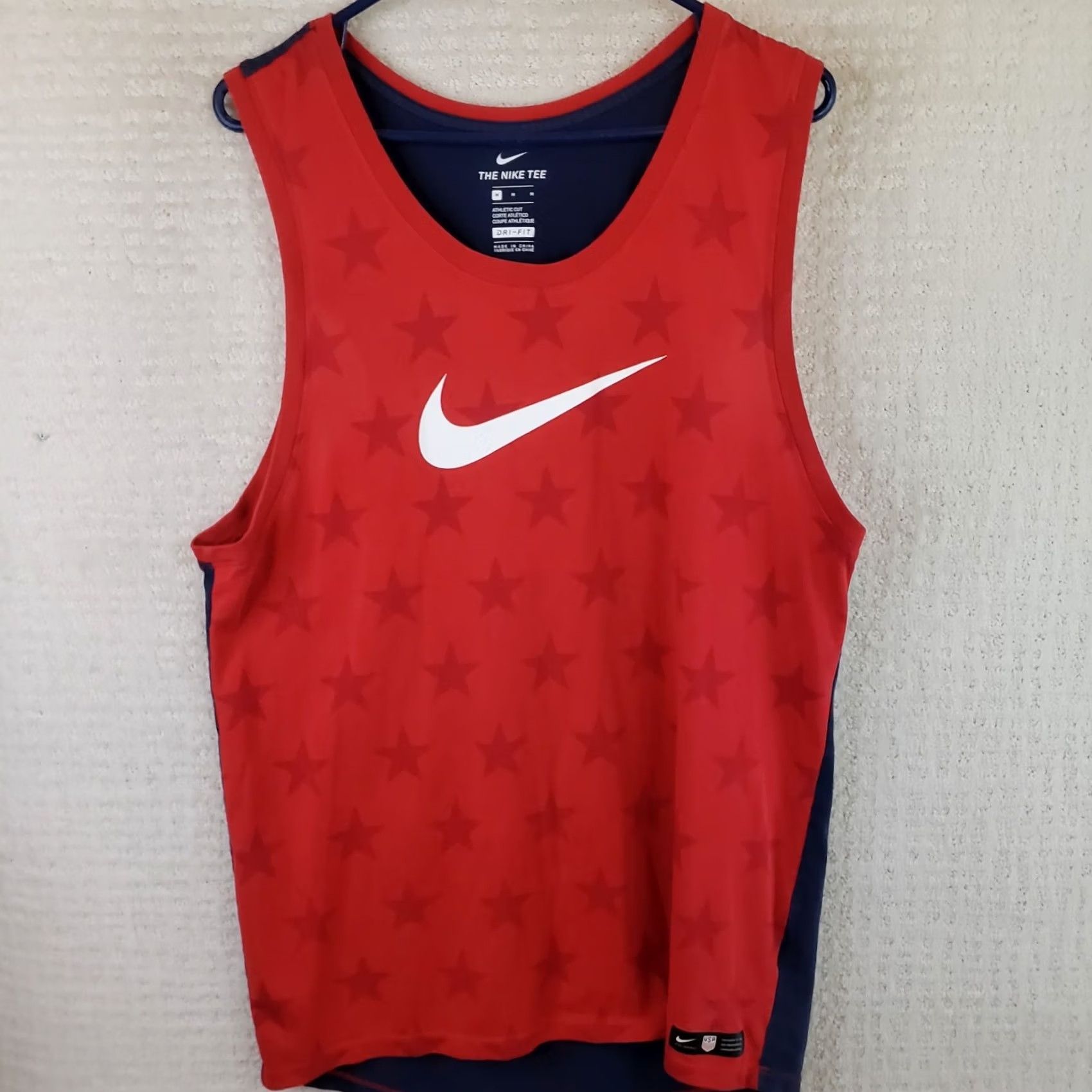 Nike Nike Dri-FIT Tank Top Sleeveless Crew Neck Men's M Red Navy USA Athletic Jersey Team Performance Sports Shirt Size US M / EU 48-50 / 2 - 2 Thumbnail