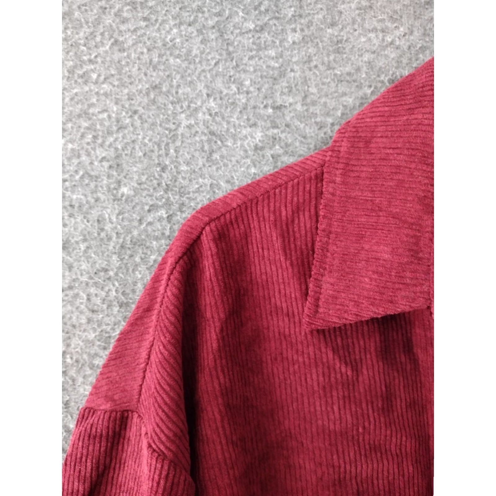 Vintage Red Wine Corduroy Button-Up Shirt Collared, 100% Cotton, M, Women, Long Sleeve, Solid, Vintage No, Casual, Lightweight Heavyweight? Size M / US 6-8 / IT 42-44 - 7 Thumbnail