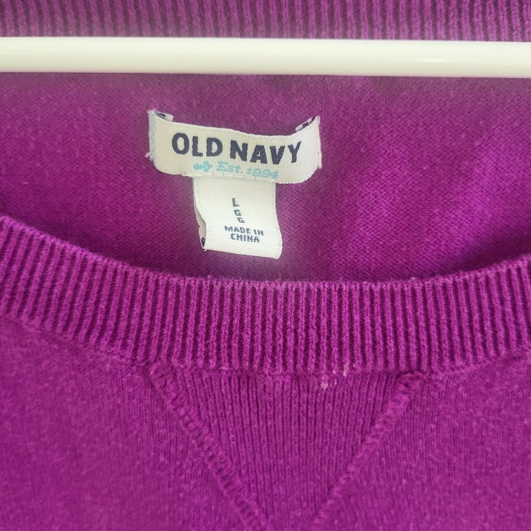 Old Navy Old Navy Bright Purple Lightweight Scoop Neck Sweater -Large Size L / US 10 / IT 46 - 2 Thumbnail