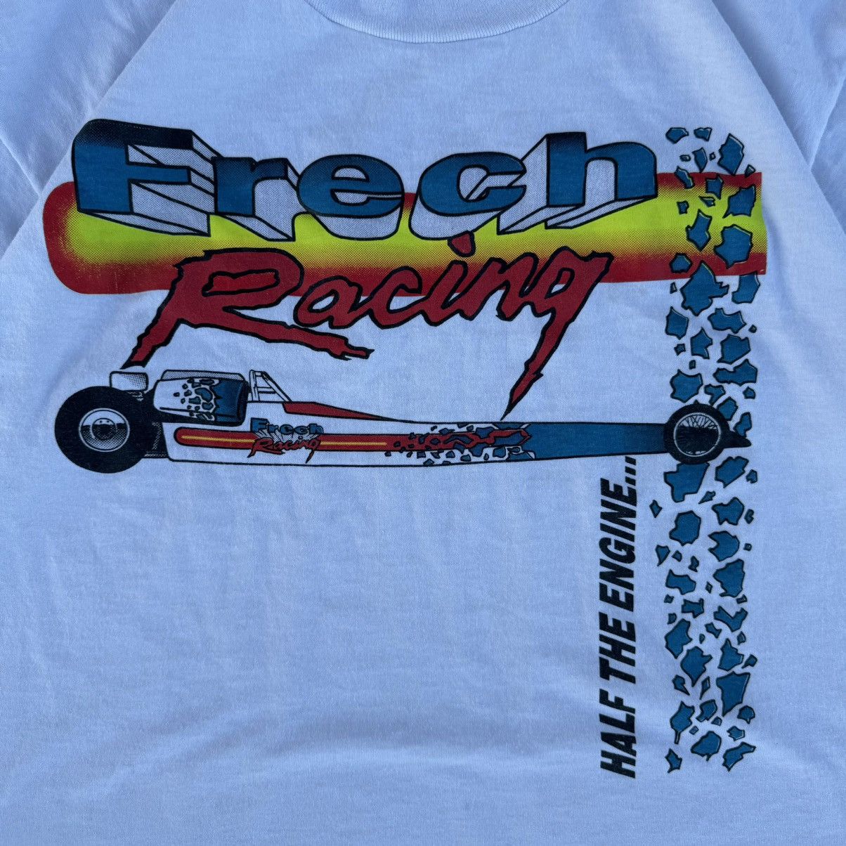Harley Davidson × JNCO × NASCAR Vintage 90s White Drag Racing Car Graphic Tee Fits M-L Size US L / EU 52-54 / 3 - 2 Thumbnail