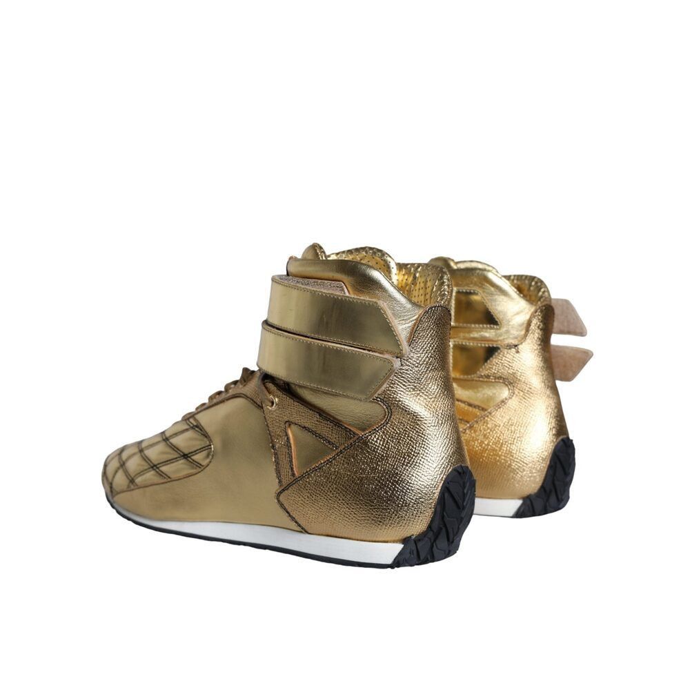 Dolce & Gabbana Dolce & Gabbana Gold Leather Sartoria High Top Sneakers Shoe Size US 11 / EU 44 - 4 Thumbnail