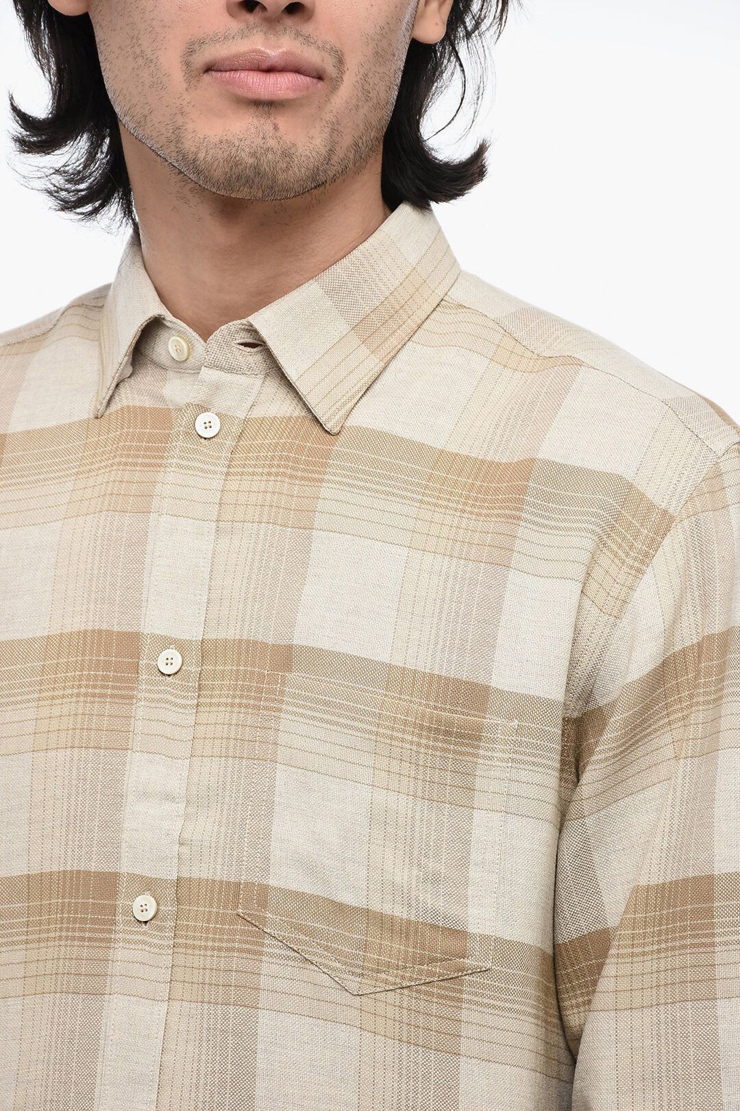 Golden Goose o1y0125 Checked Shirt in Beige Size US L / EU 52-54 / 3 - 3 Thumbnail