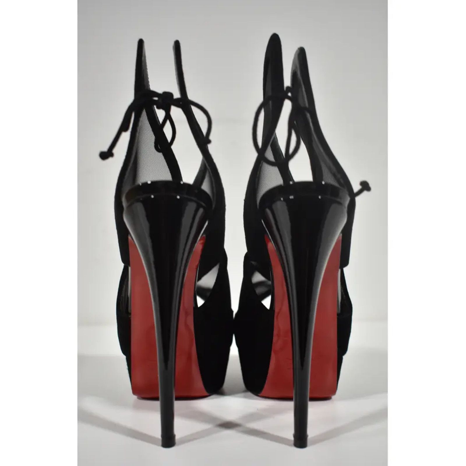 Christian Louboutin Farfamesh 150 Black Platform Peep Toe Sandal Heel Pump 36 Size US 6 / IT 36 - 10 Thumbnail