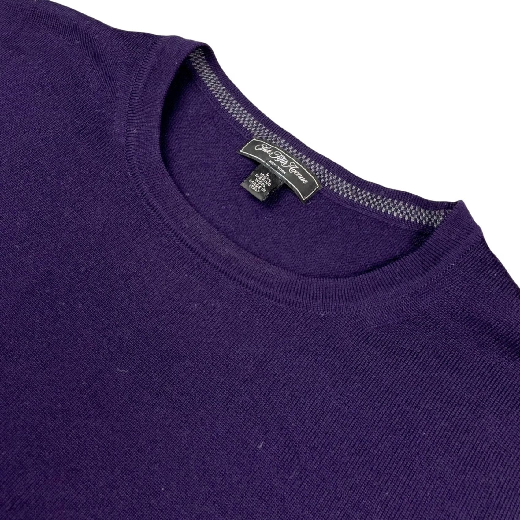 Saks Fifth Avenue Saks Fifth Avenue Mens Sweater Purple Large Wool Crewneck Italy Classic Pullover Size US L / EU 52-54 / 3 - 2 Thumbnail