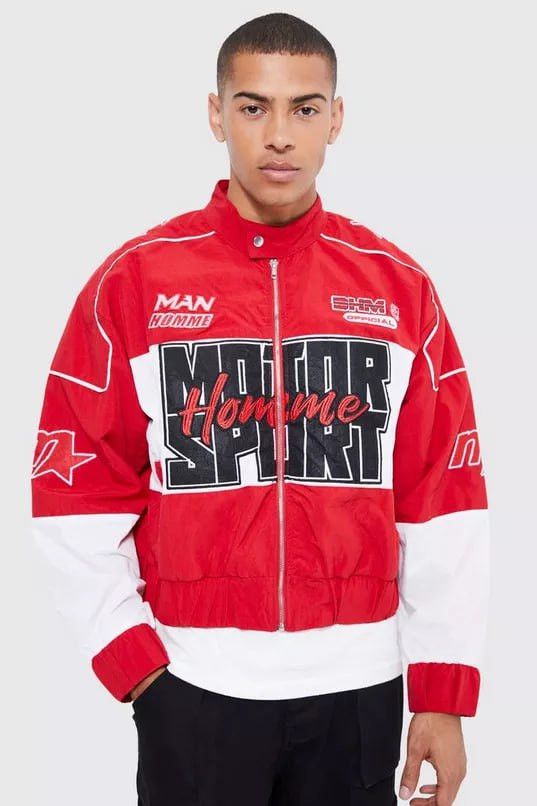 Vintage Boxy Washed Nylon moto Sport Racing Short Jacket Vintage Size US S / EU 44-46 / 1 - 1 Thumbnail