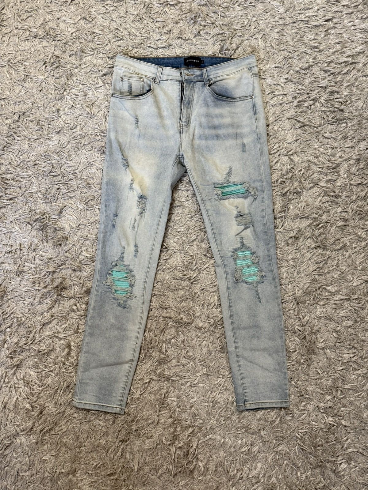 Other light blue/teal ripped jeans Size US 32 / EU 48 - 1 Thumbnail