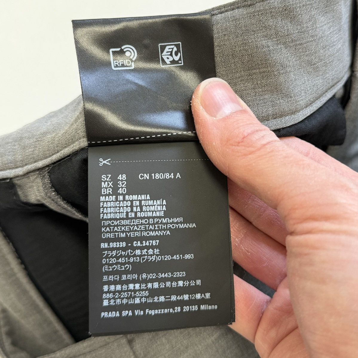 Prada S/S 24 Wide Leg Gray Wool ‘Work Pants’ Size US 34 / EU 50 - 6 Thumbnail