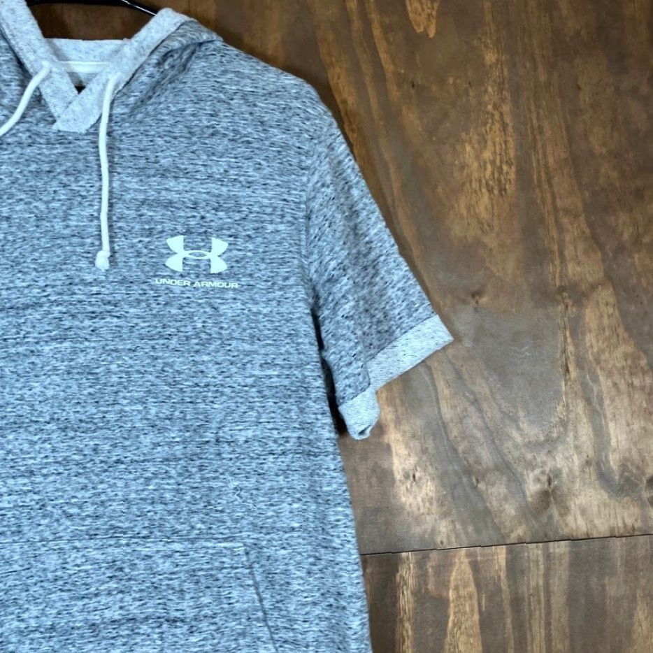 Under Armour Under Armour Hoodie Mens Gray Terry Short Cuffed Sleeve Pocket Athletic Large Pullover Hooded Size US L / EU 52-54 / 3 - 5 Thumbnail
