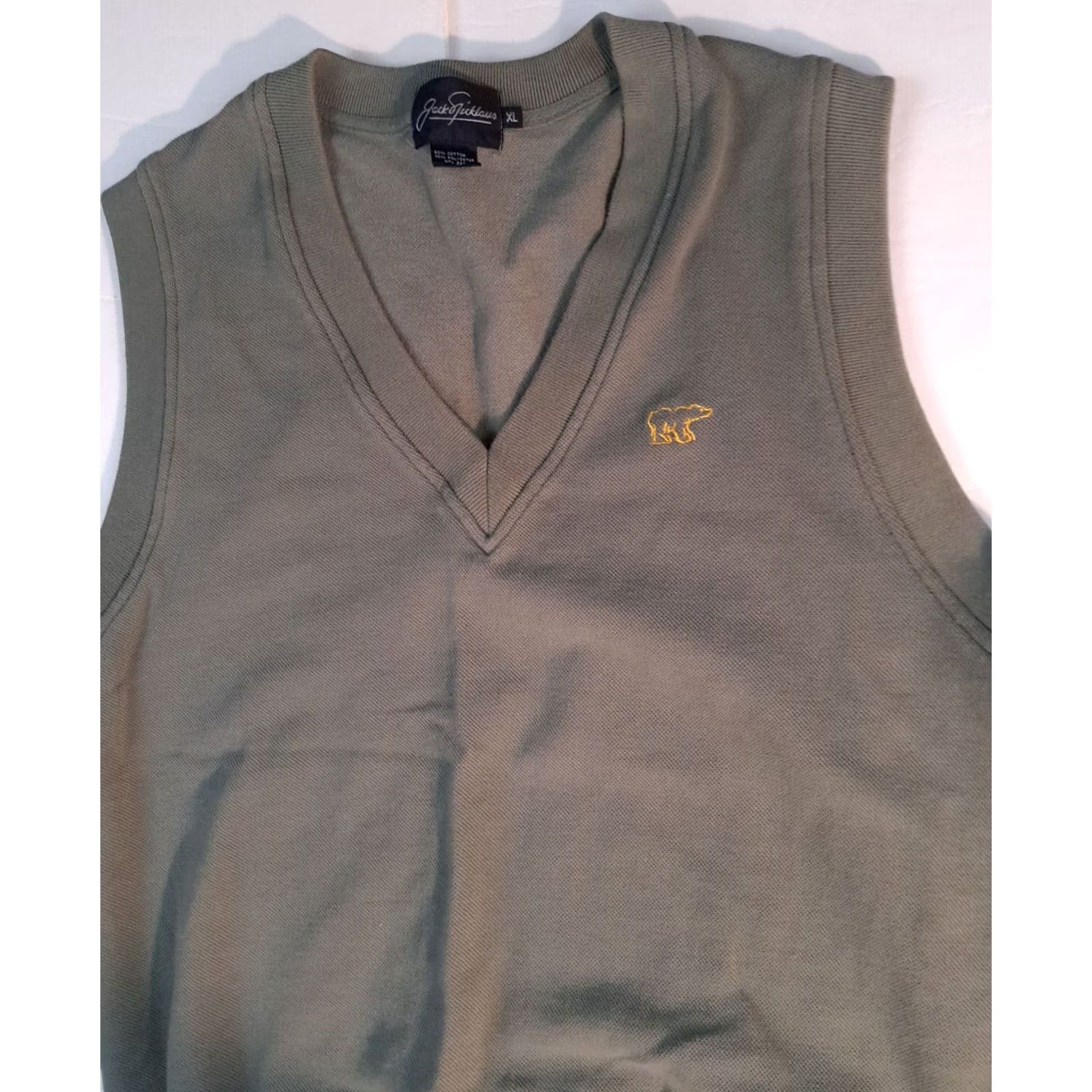X-LARGE Jack Nicklaus Sweater Mens XL Brown Bear Logo Golf Vest 1980s size Large Tan Size US XL / EU 56 / 4 - 4 Thumbnail