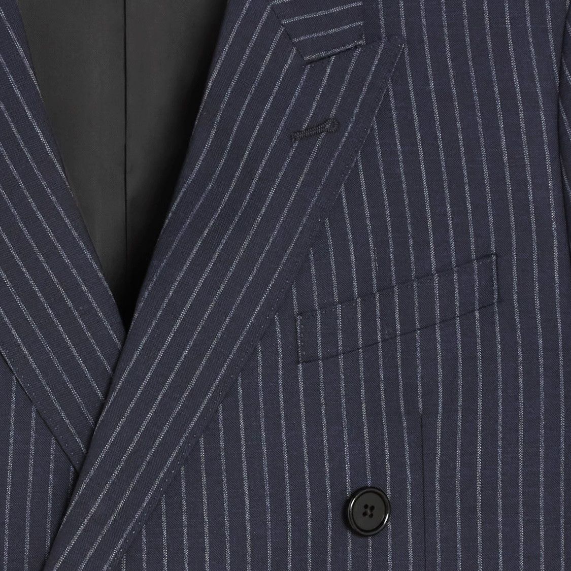 Celine × Hedi Slimane 22SS Double Breasted Navy Chalk Stripe Suit Wool Rectangle Size 44R - 9 Thumbnail
