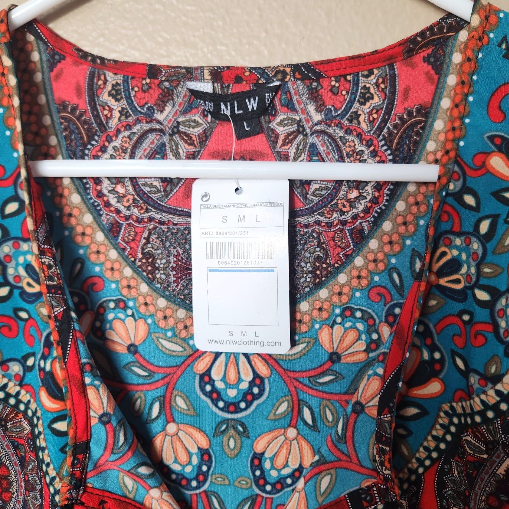 Vintage NLW Boho Paisley Mixed Print Mini Shift Dress-Size L (NWT) Size L / US 10 / IT 46 - 2 Thumbnail