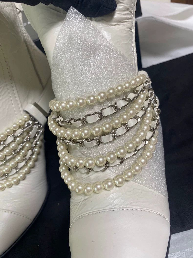 Chanel Chanel Pearl Chain High Heel Booties -2505 Size US 9.5 / EU 42-43 - 3 Thumbnail
