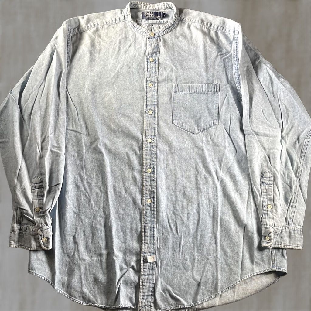Polo Ralph Lauren Polo Ralph Lauren Shirt Mens XL Blue Denim Band Collar Long Sleeve Button Up Size US XL / EU 56 / 4 - 1 Thumbnail