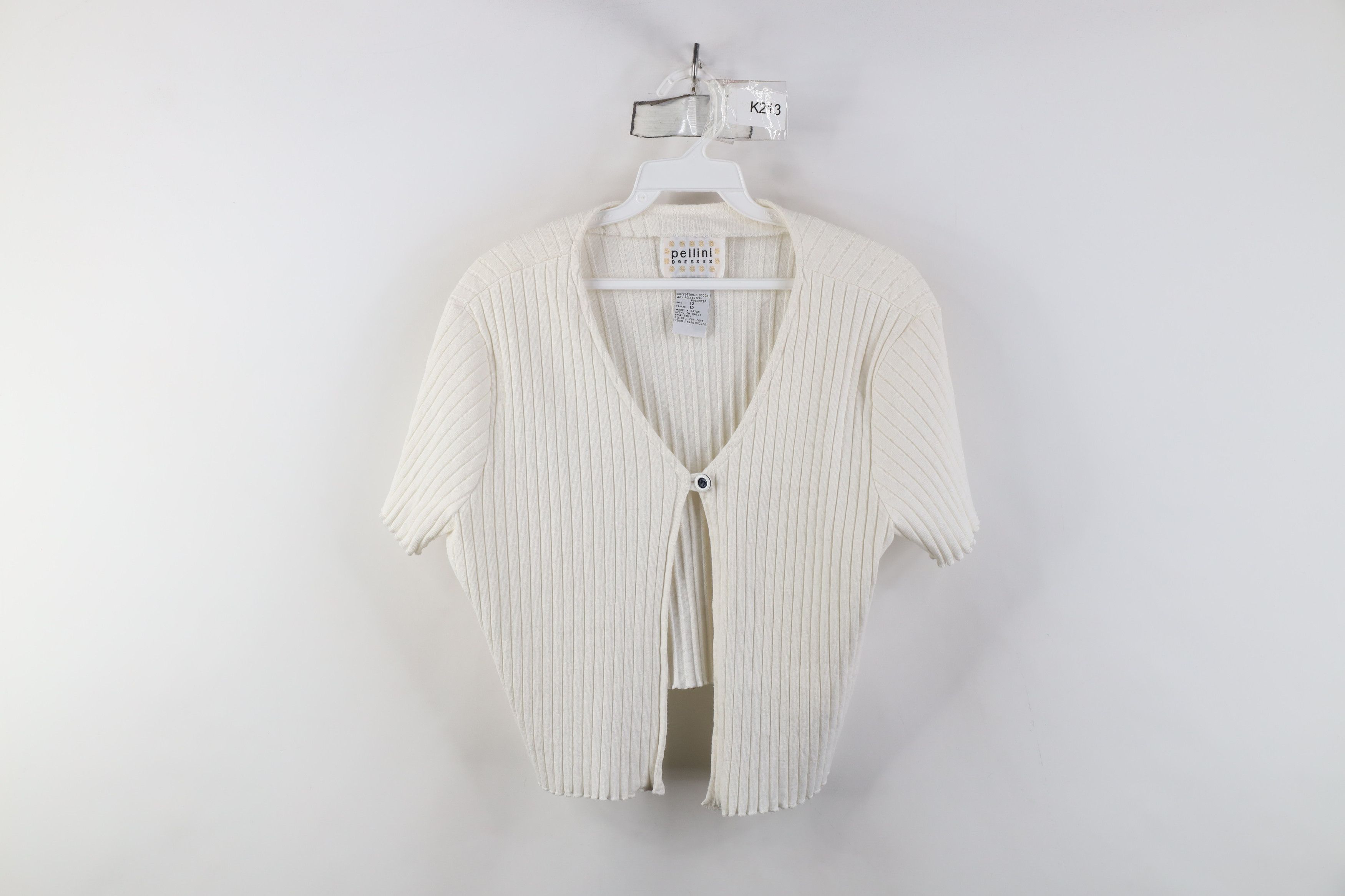 Vintage Vintage 90s Y2K Babydoll Ribbed Knit Cropped Shirt White Size XL / US 12-14 / IT 48-50 - 1 Thumbnail
