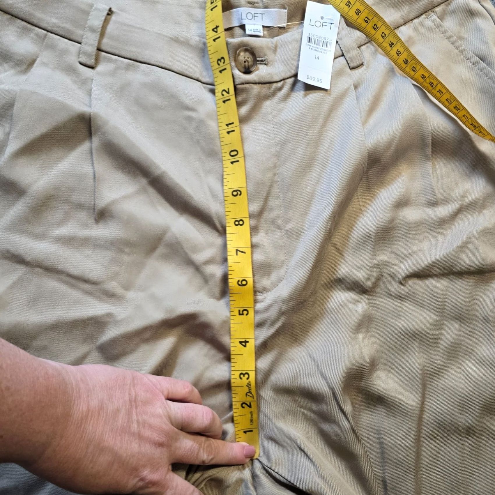 Loft LOFT Womens Wide Leg Pants Beige Khaki - Classic Style Size 36" / US 14 / IT 50 - 7 Thumbnail