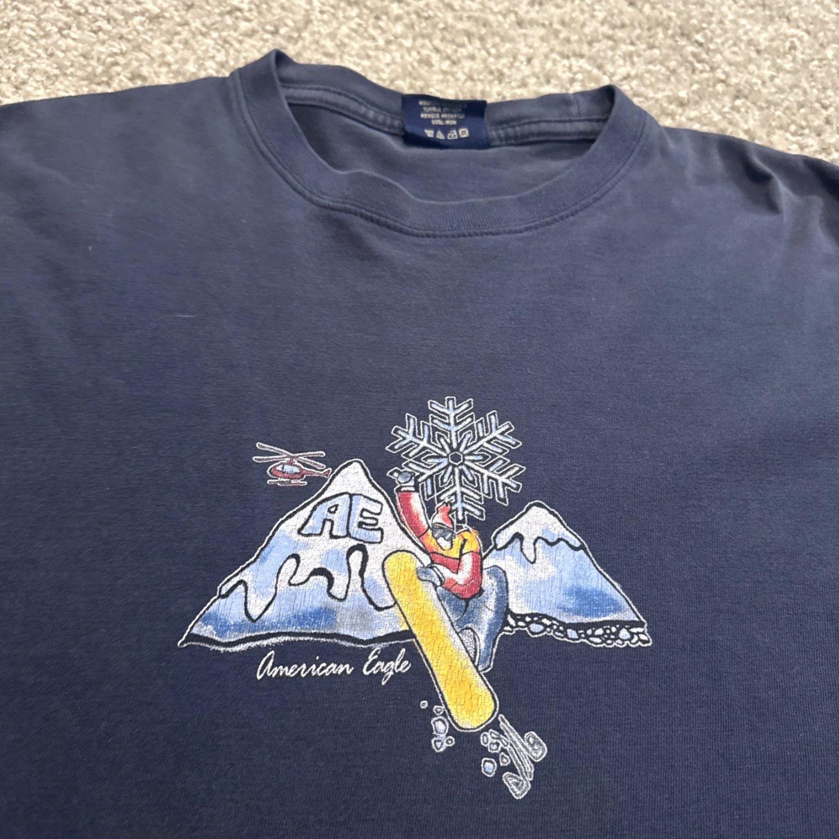 American Eagle Outfitters VINTAGE American Eagle Snowboard Graphic Long Sleeve T-Shirt XS Unisex Adults Blue Cyber Y2K Men Women Size US XS / EU 42 / 0 - 3 Thumbnail