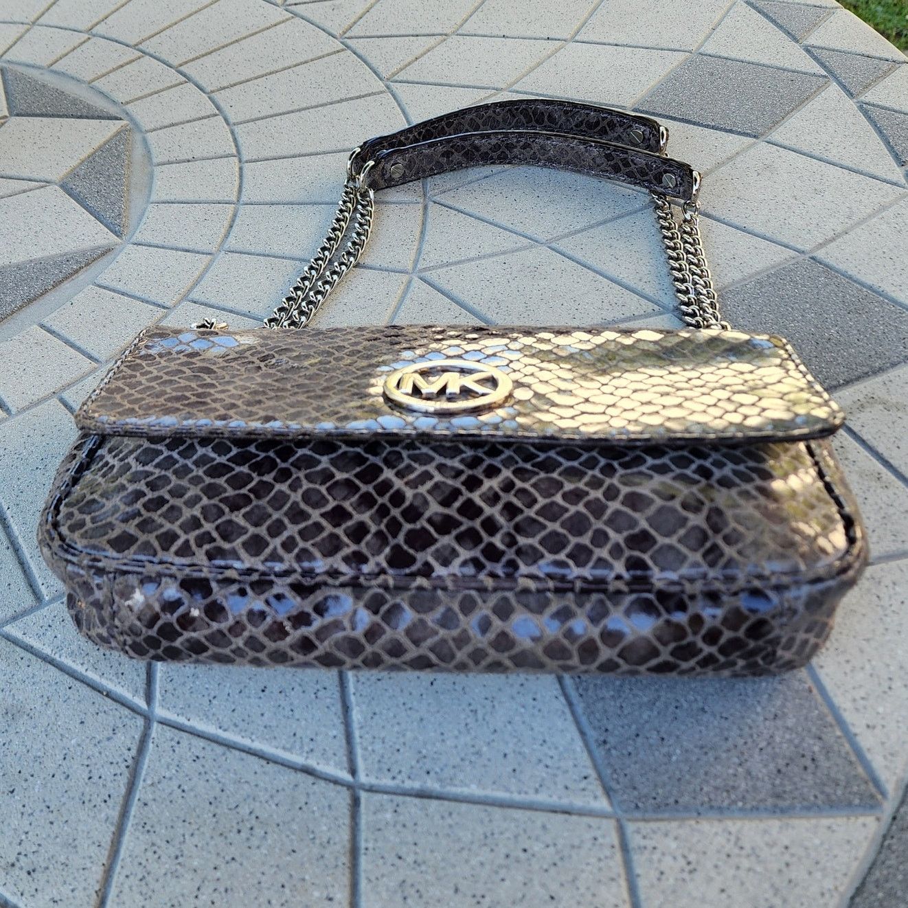 Michael Kors Michael Kors Fulton Python Embossed Leather Chain Strap Bag Size ONE SIZE - 11 Thumbnail