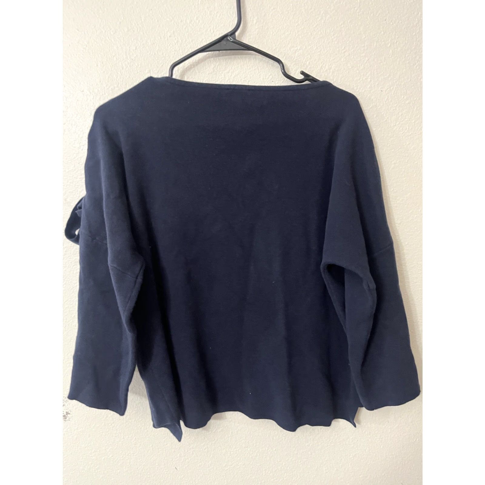 Vince Camuto Vince Camuto Sweater Womens Navy Blue Lace-Up Bell Sleeve Long Sleeve Size L Size L / US 10 / IT 46 - 2 Thumbnail