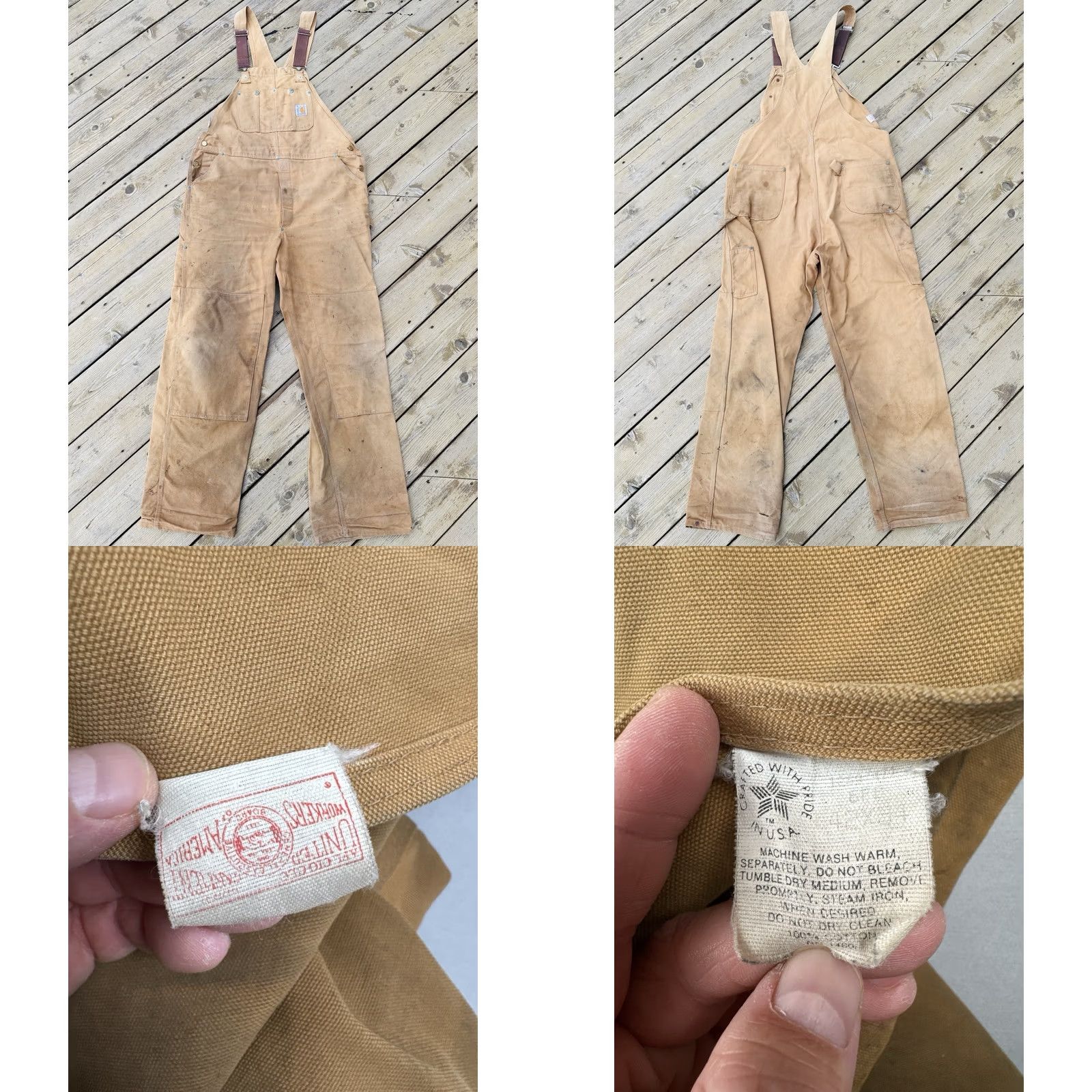 Carhartt VINTAGE Carhartt Overalls USA Made Union 100 Year Double Knee Distressed Brown Mens 42 Size US 42 / EU 58 - 11 Thumbnail