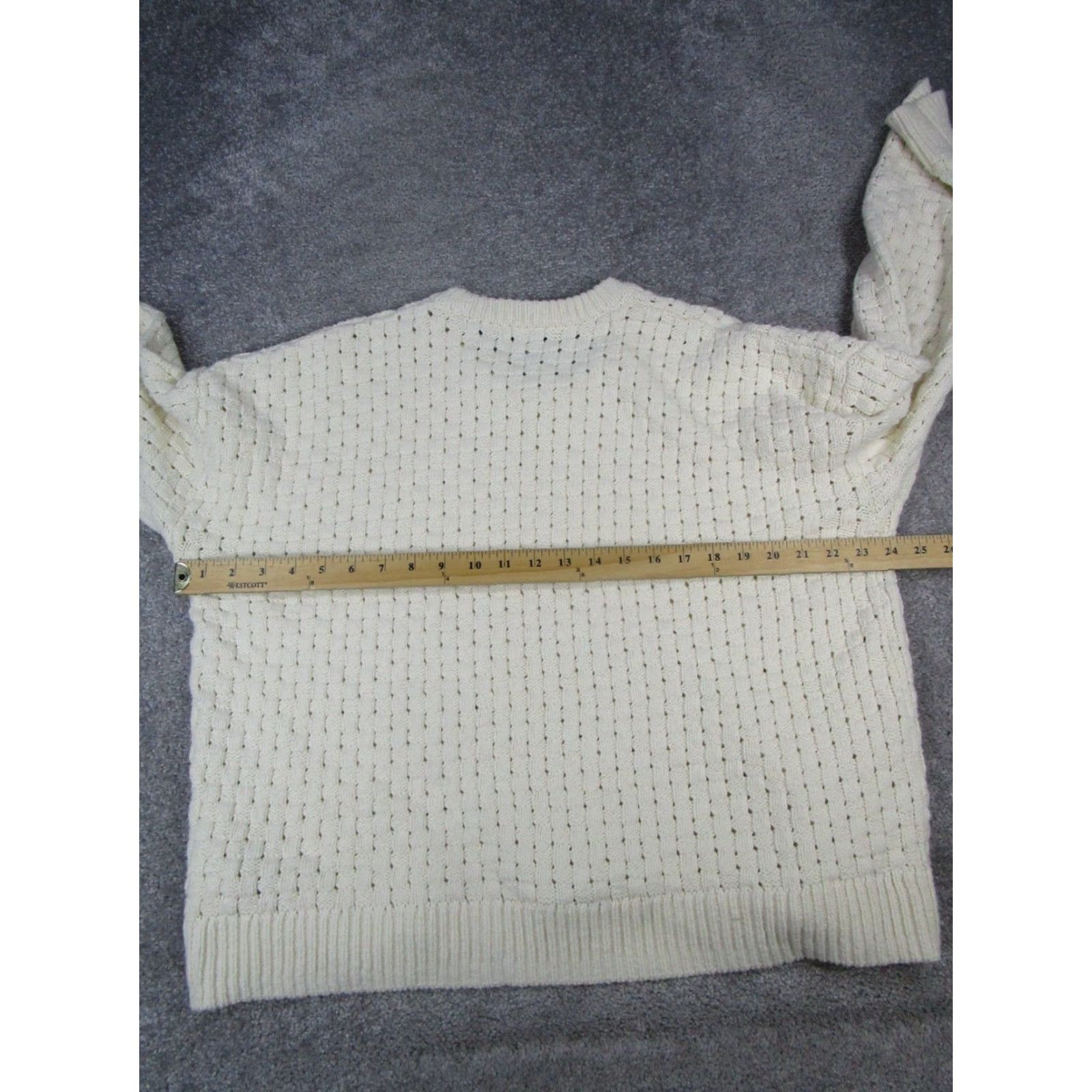 Madewell VINTAGE Madewell Sweater Womens Large Ivory Cotton Blend Waffle Knit Pullover Womens Large Ivory Sweater Size L / US 10 / IT 46 - 6 Thumbnail