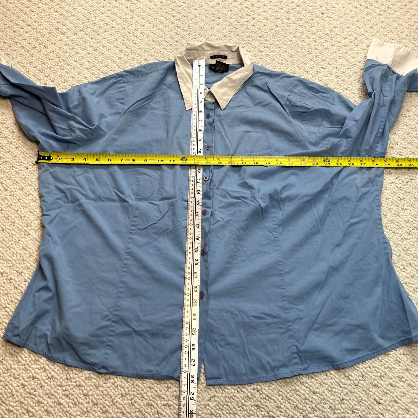 Avenue Avenue Button-Up Shirt Womens 26/28 Blue Long Sleeve Knit Stretch Casual Fall Spring Summer Size 4XL / US 24-26 - 4 Thumbnail