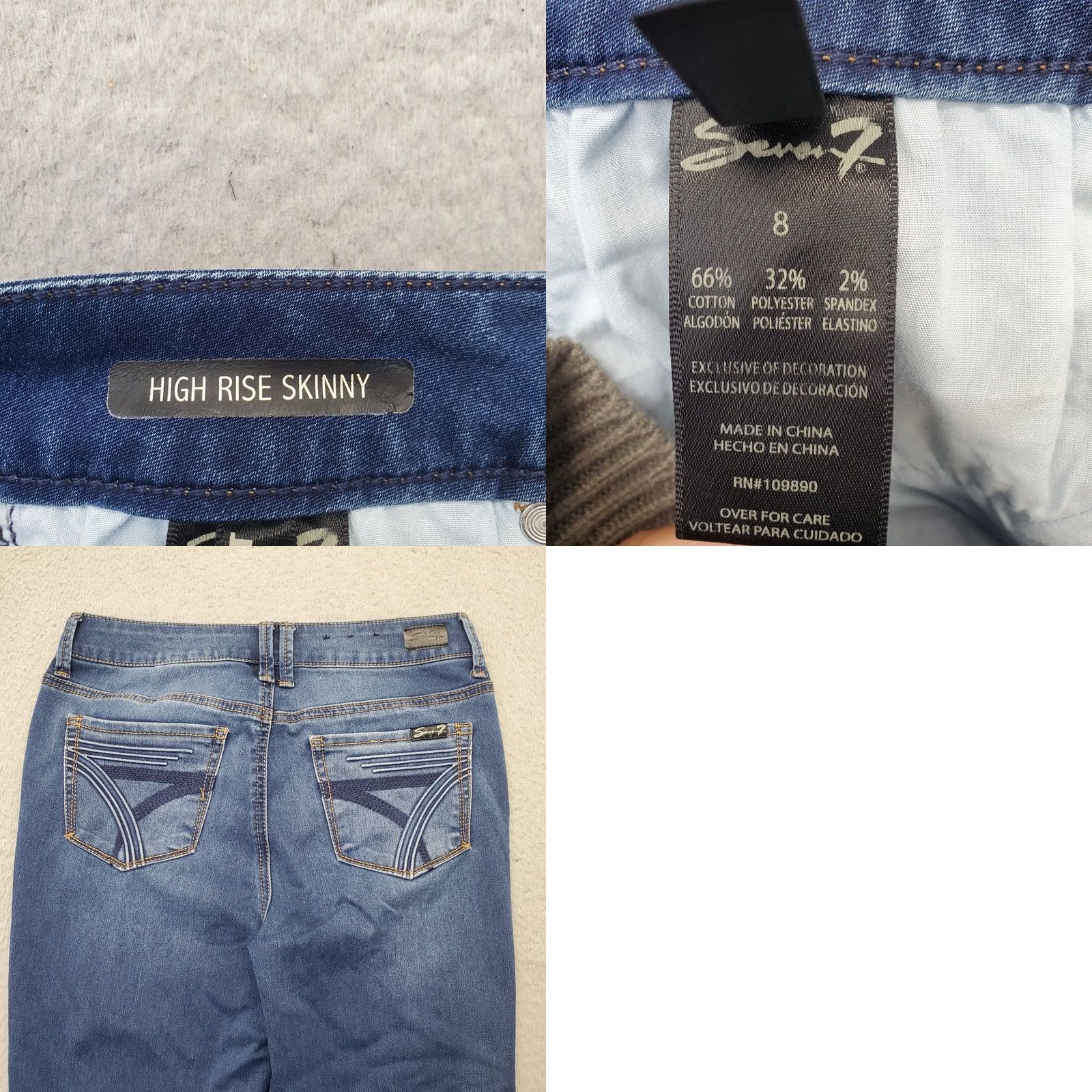 Vintage Seven7 Weekend Jeans Womens 8 Blue Denim Stretch High Rise Slim Fit Jeans Size 30" / US 8 / IT 44 - 8 Thumbnail