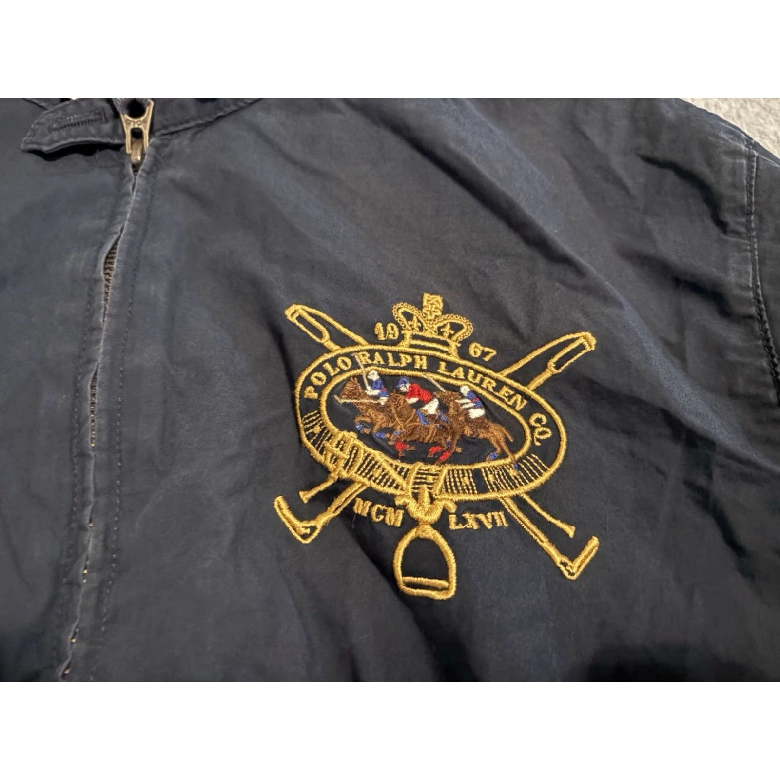 Polo Ralph Lauren VINTAGE Polo Ralph Lauren Navy Full Zip Equestrian Embroidered Jacket Medium Jacket Mens Blue Embroidered Full Zip Polo Ralph Lauren Size US M / EU 48-50 / 2 - 2 Thumbnail