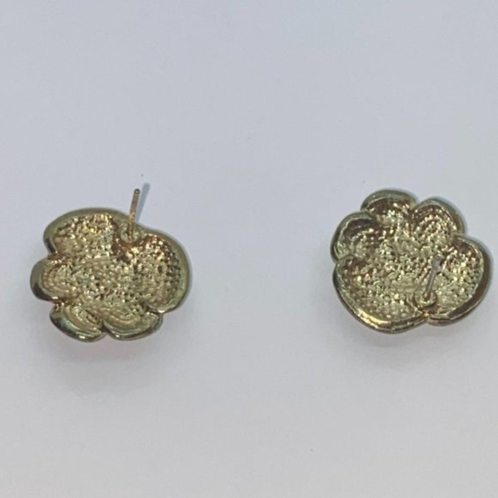 Handmade Gold-Tone Blue Clear Rhinestone Flower Stud Earrings Size ONE SIZE - 6 Thumbnail